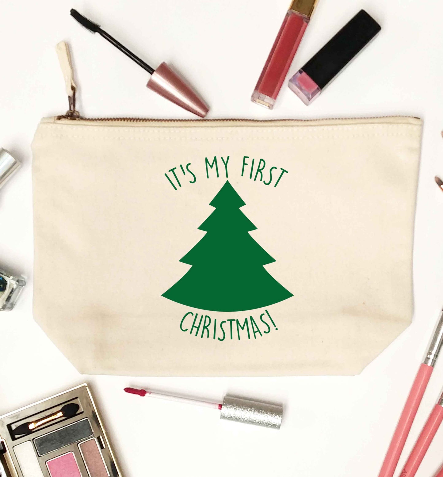 It's my first Christmas - tree natural makeup bag