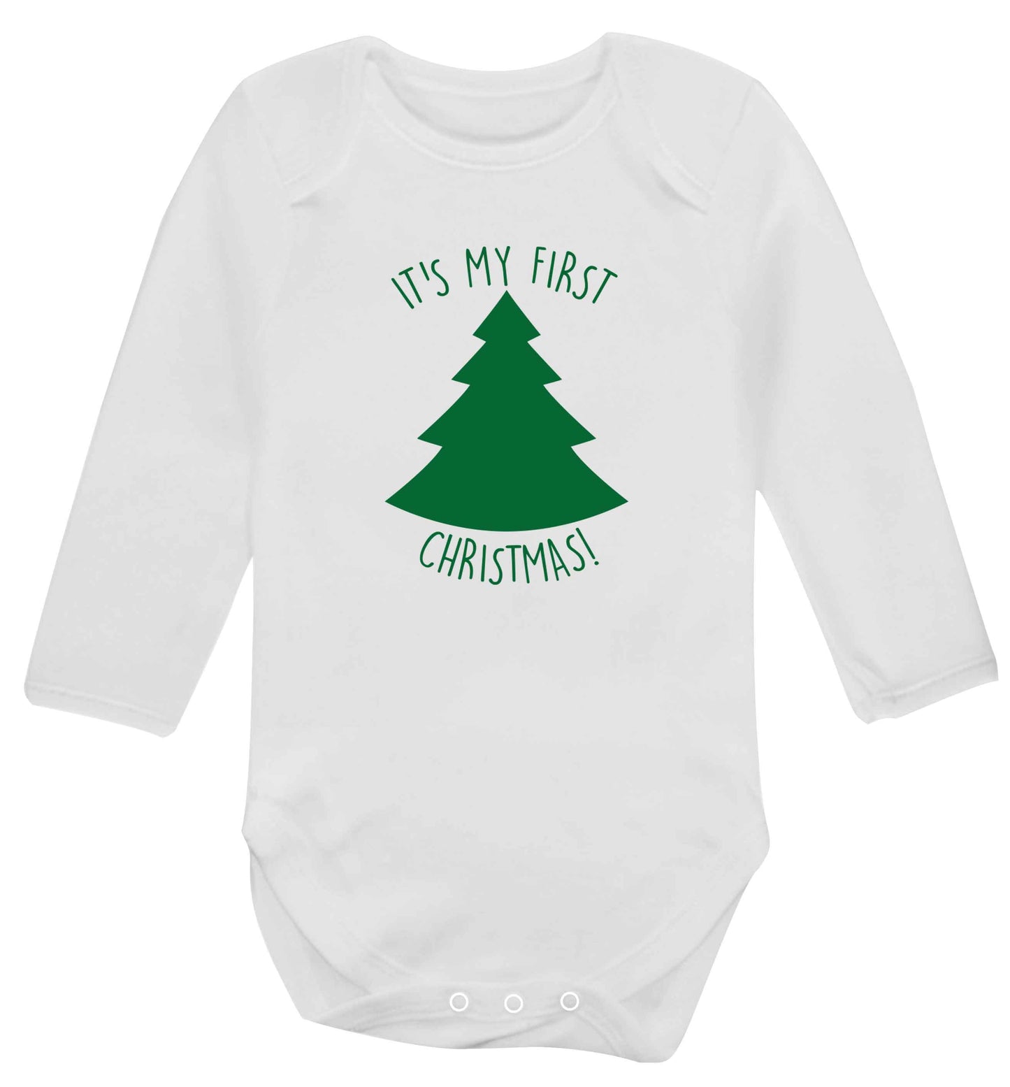 It's my first Christmas - tree baby vest long sleeved white 6-12 months