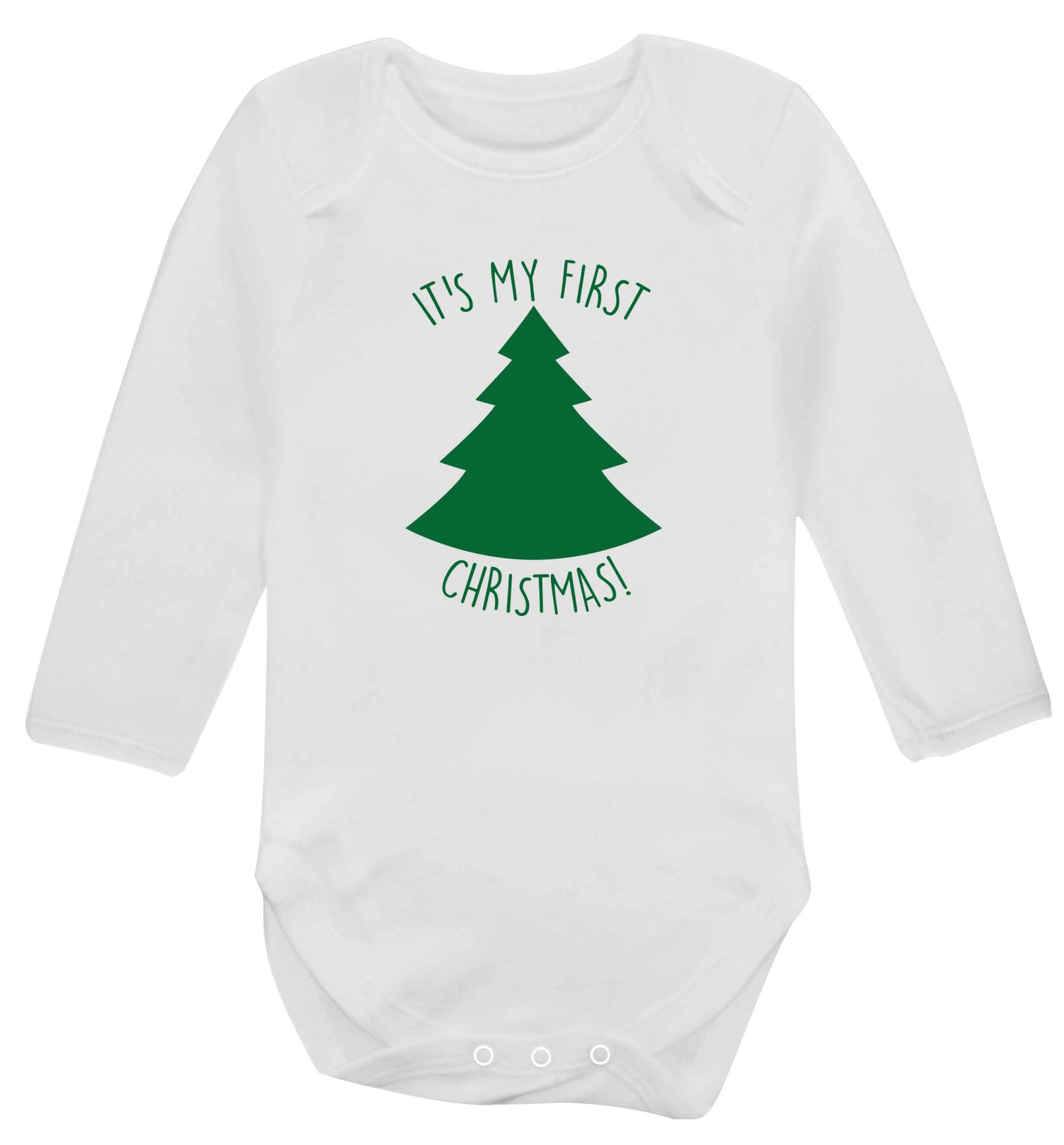 It's my first Christmas - tree baby vest long sleeved white 6-12 months