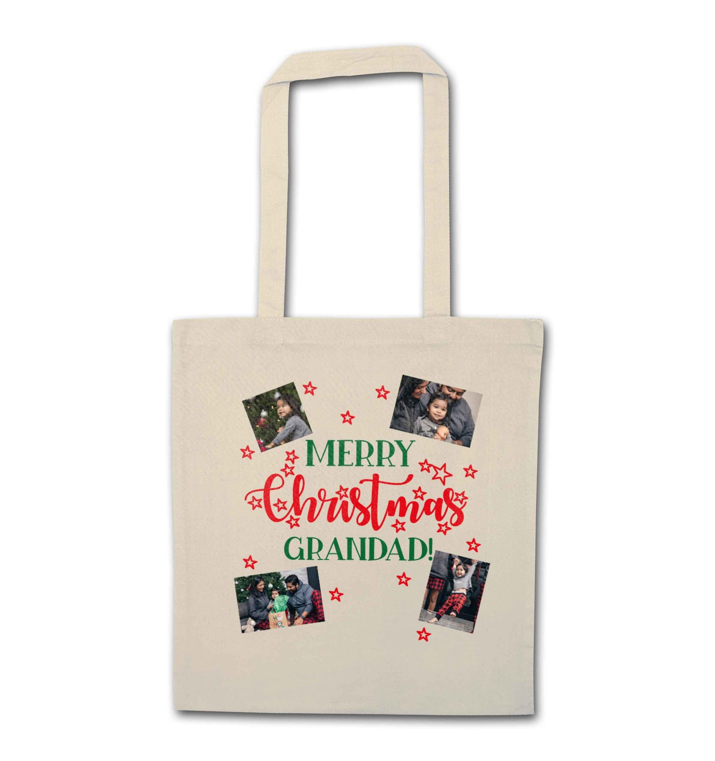 Merry Christmas grandad natural tote bag