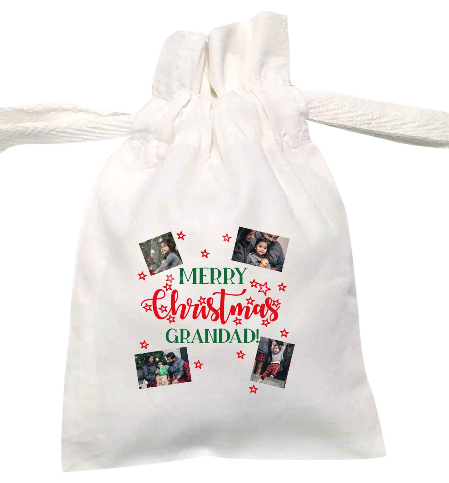 Merry Christmas grandad | XS - L | Pouch / Drawstring bag / Sack | Organic Cotton | Bulk discounts available!