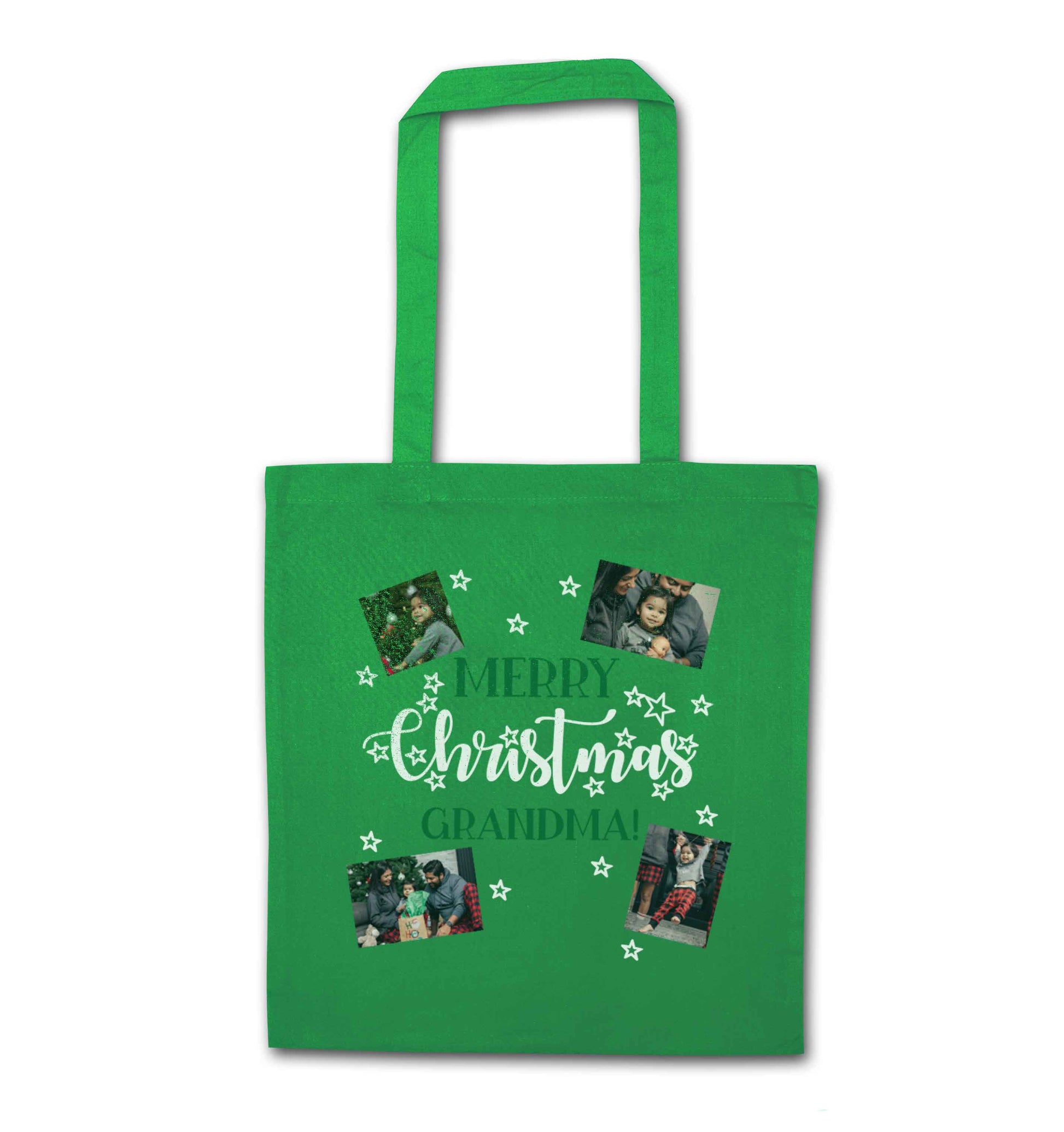 Merry Christmas grandma green tote bag