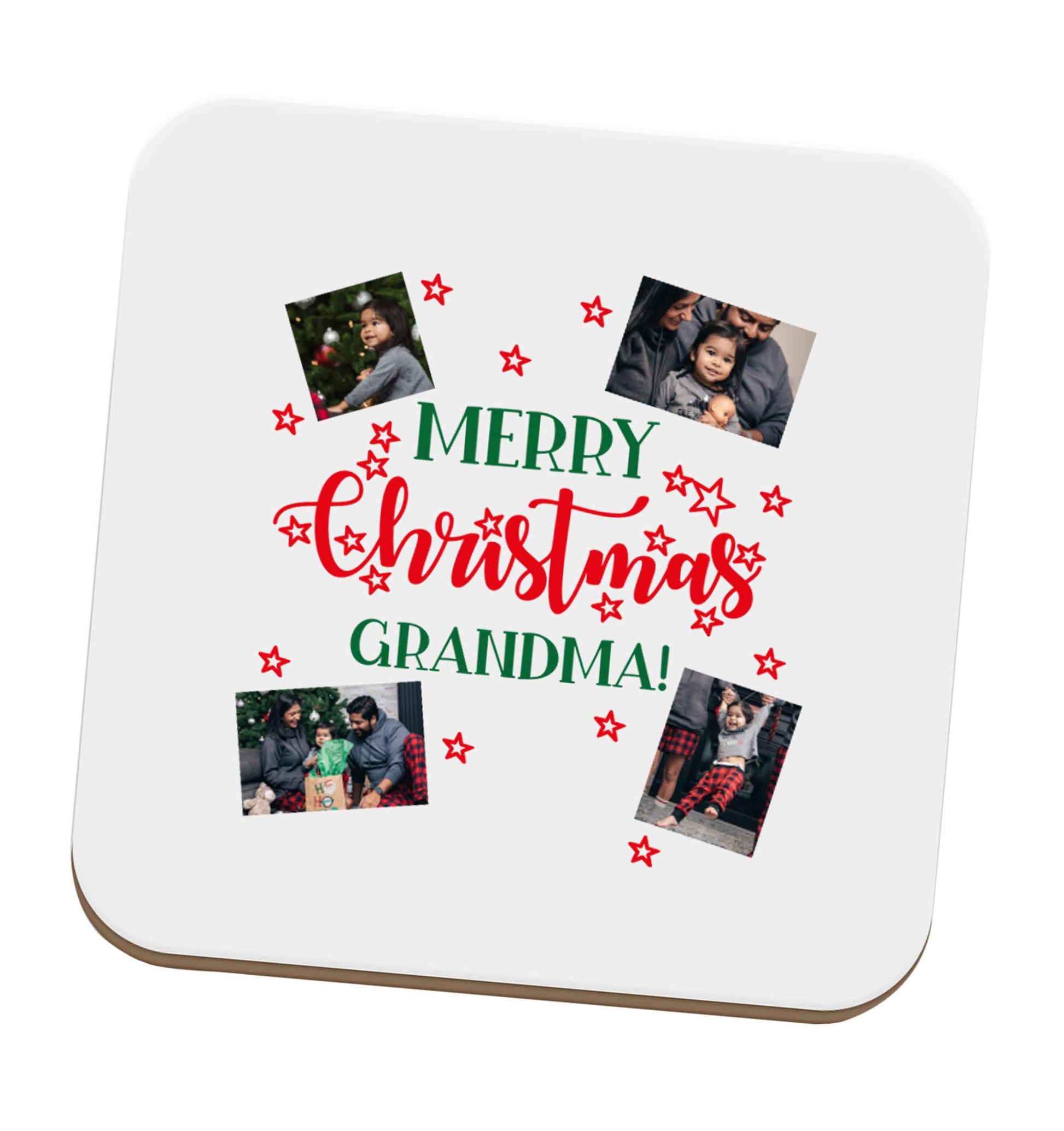 Merry Christmas grandma set of four coasters