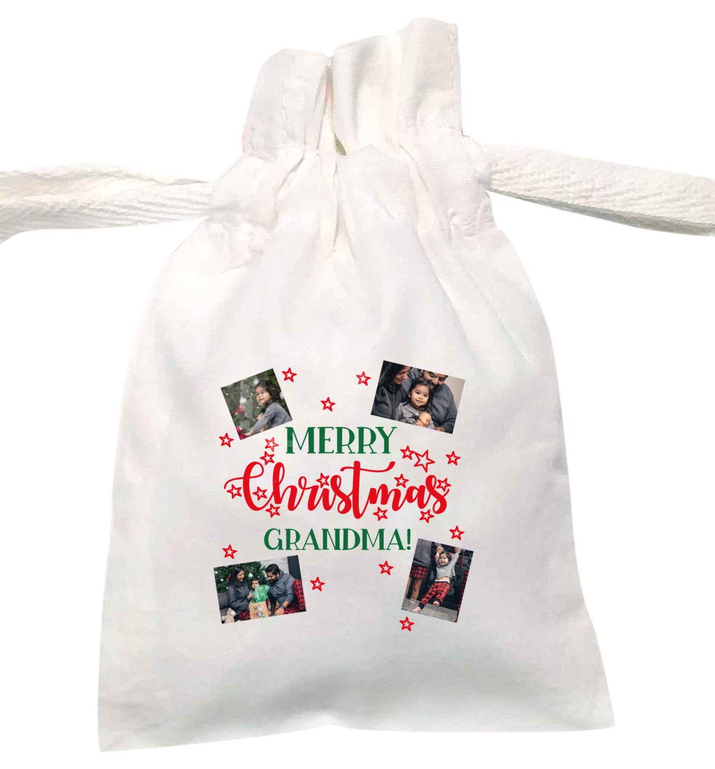 Merry Christmas grandma | XS - L | Pouch / Drawstring bag / Sack | Organic Cotton | Bulk discounts available!