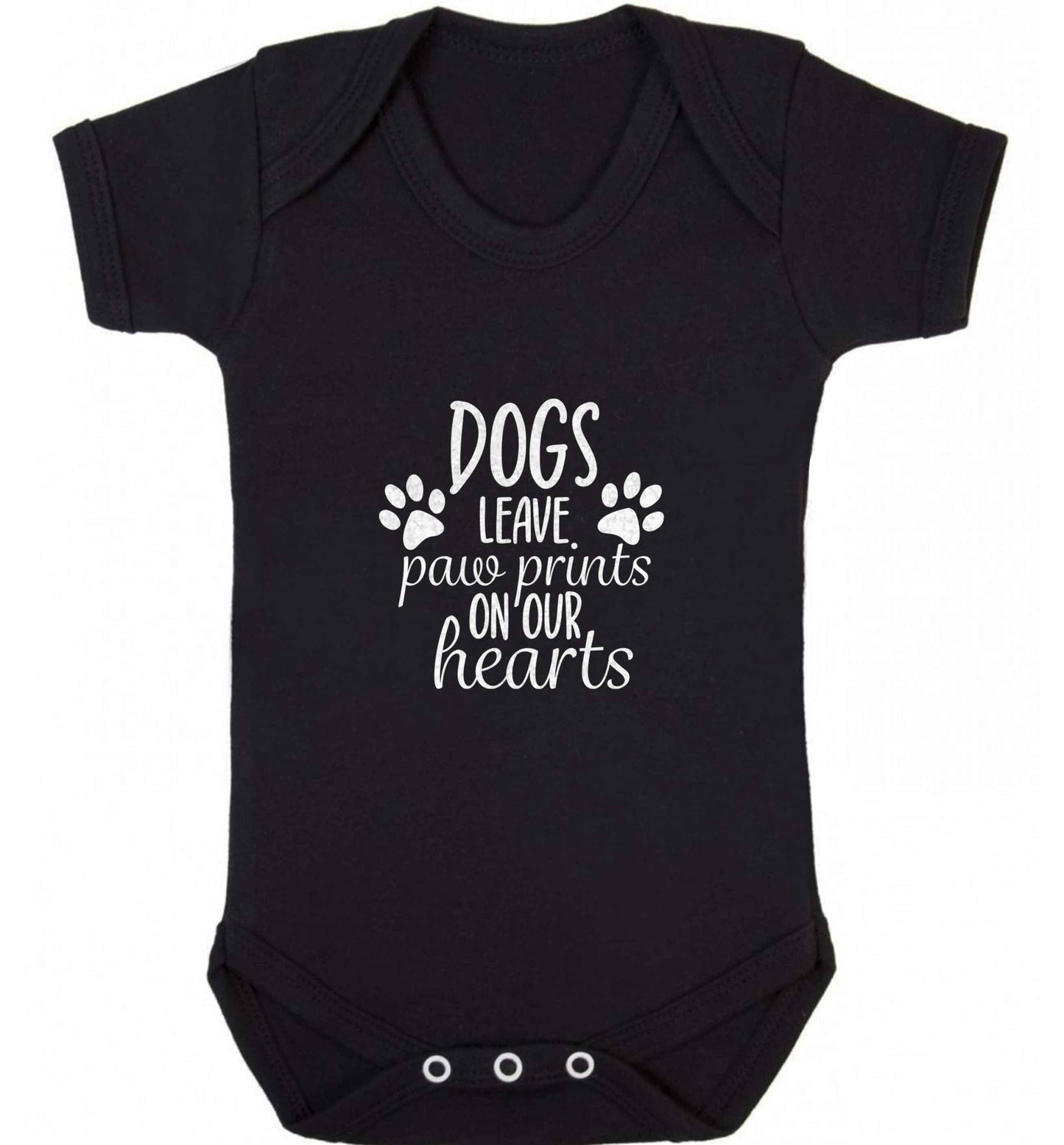 Dog leave paw prints on our hearts baby vest black 18-24 months