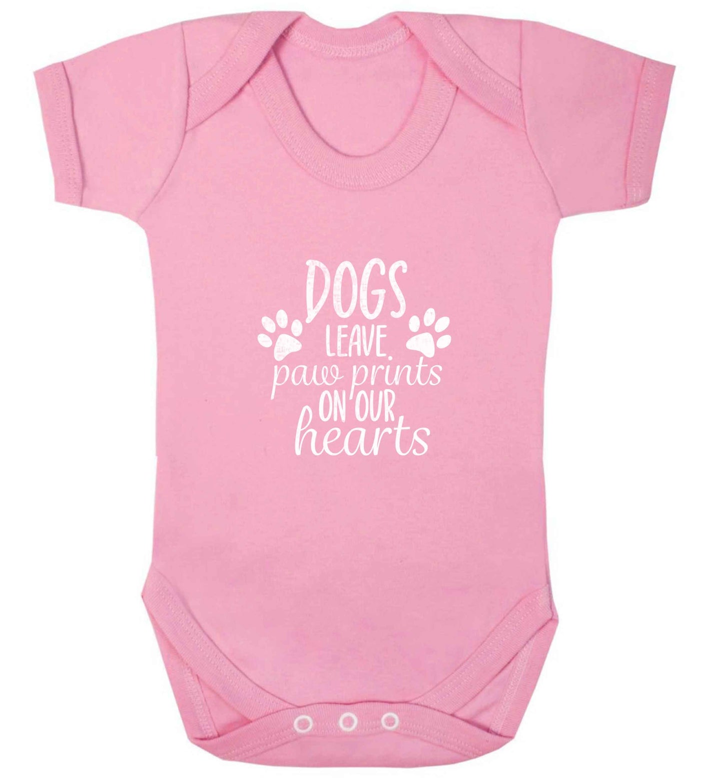 Dog leave paw prints on our hearts baby vest pale pink 18-24 months