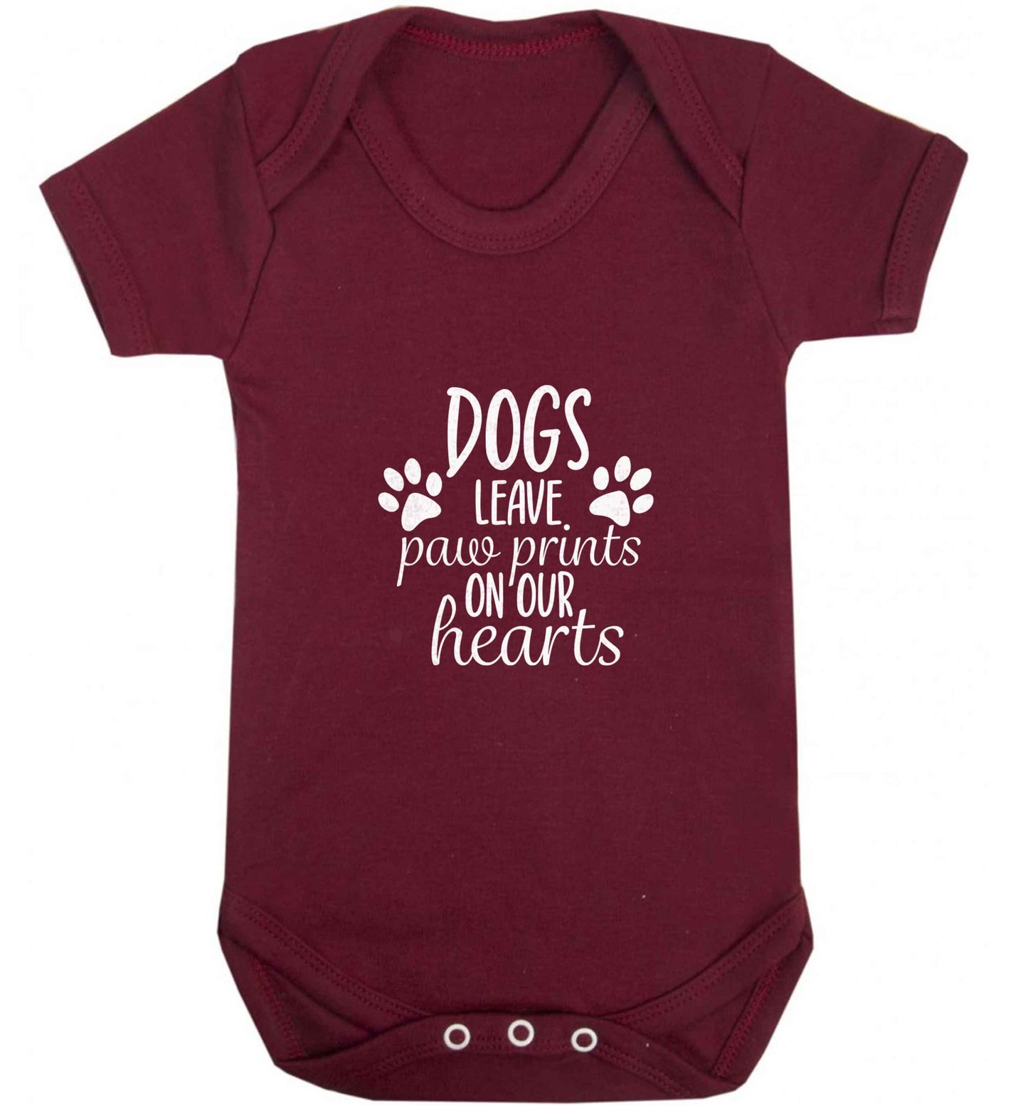 Dog leave paw prints on our hearts baby vest maroon 18-24 months