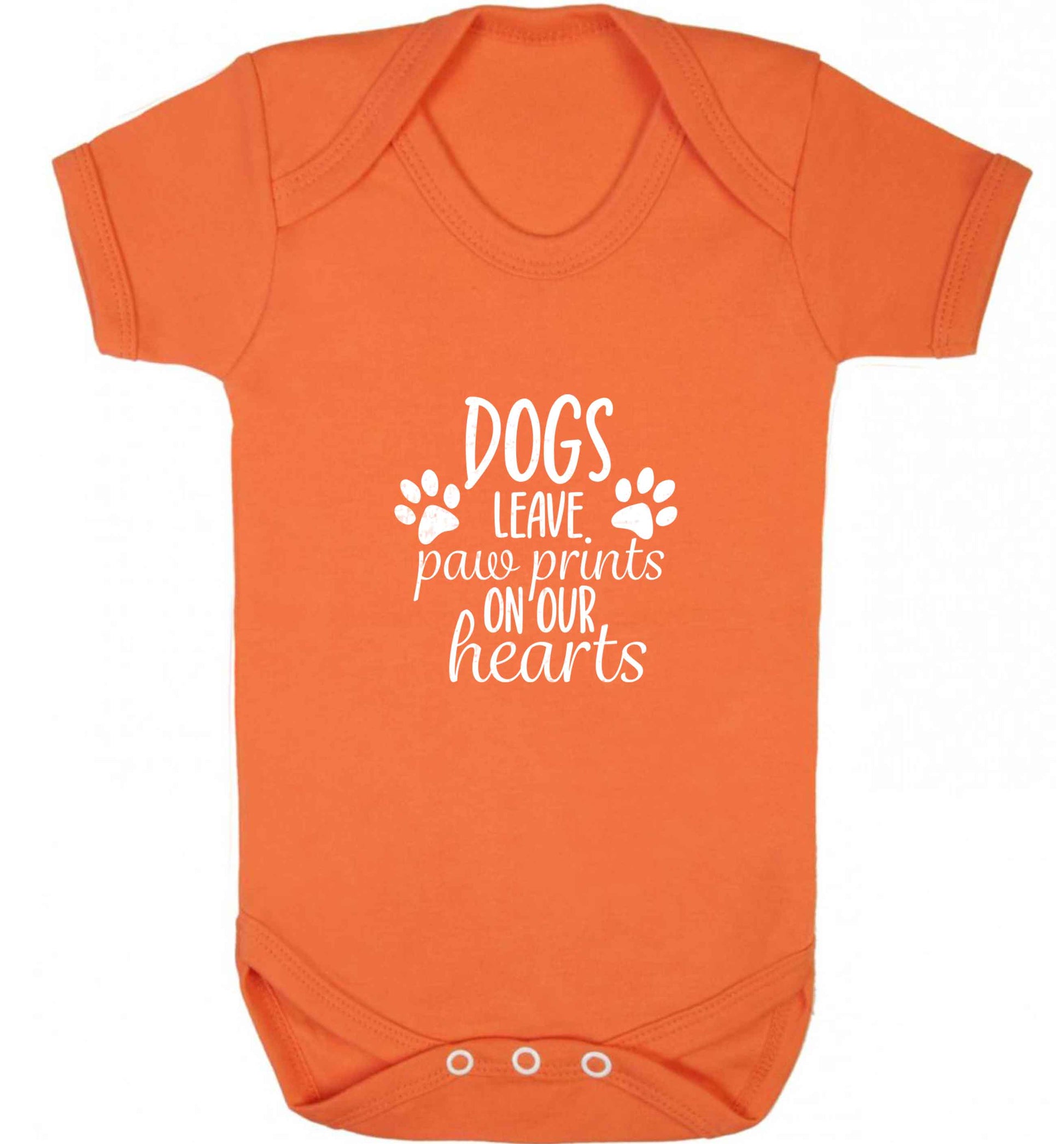 Dog leave paw prints on our hearts baby vest orange 18-24 months