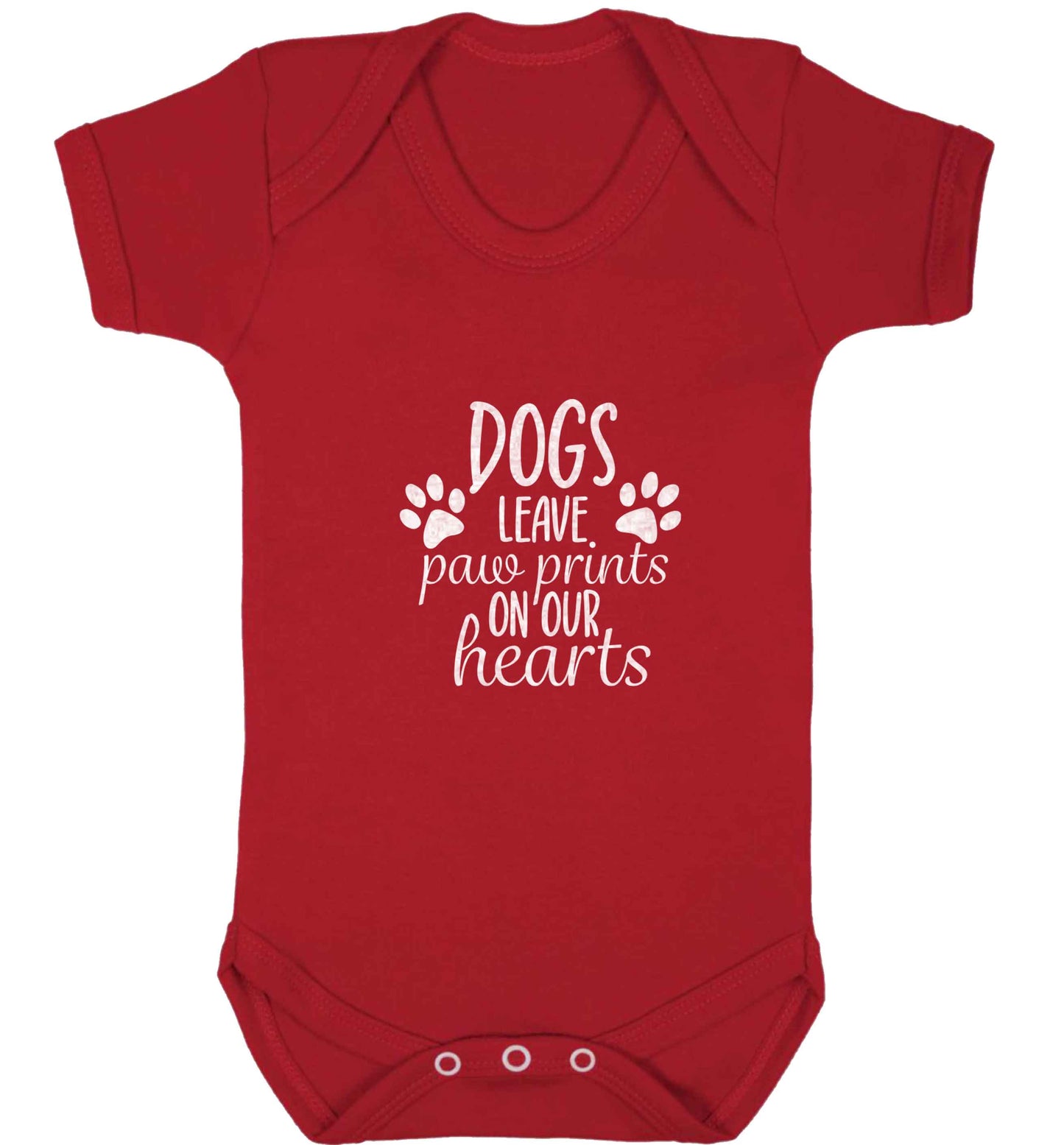 Dog leave paw prints on our hearts baby vest red 18-24 months