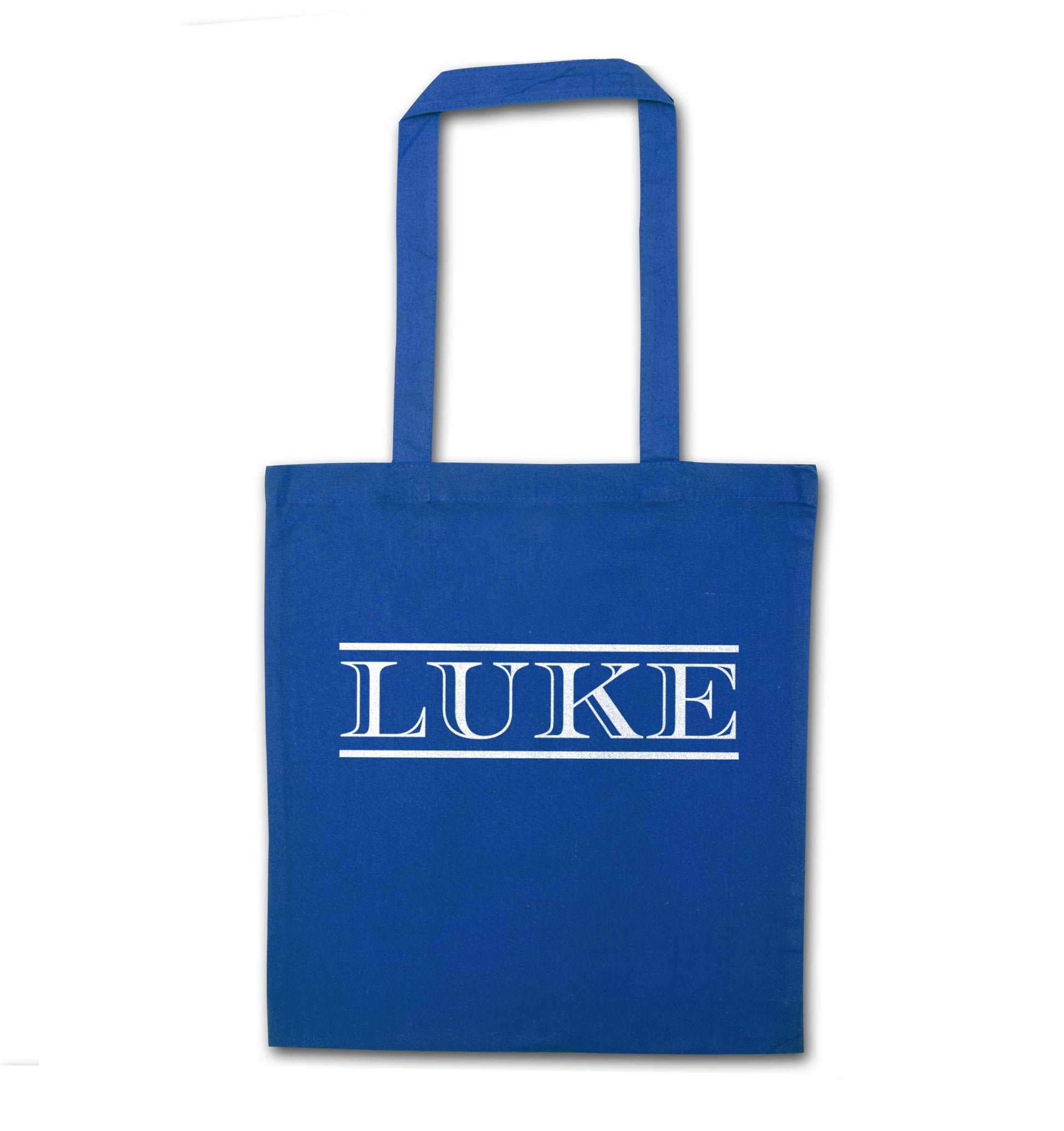 Personalised name blue tote bag