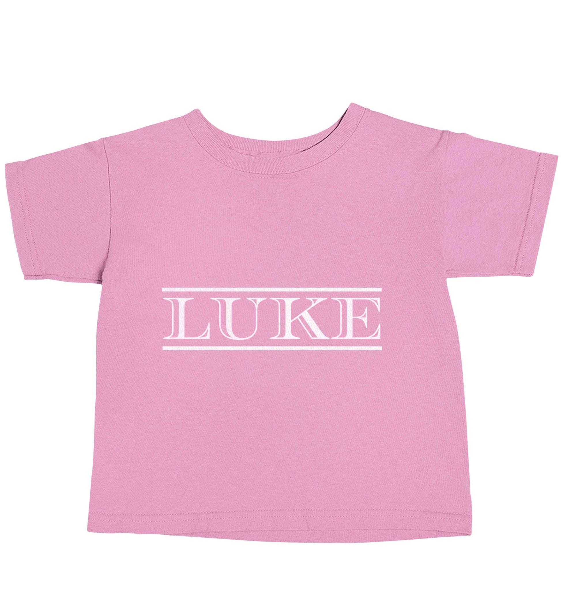 Personalised name light pink baby toddler Tshirt 2 Years