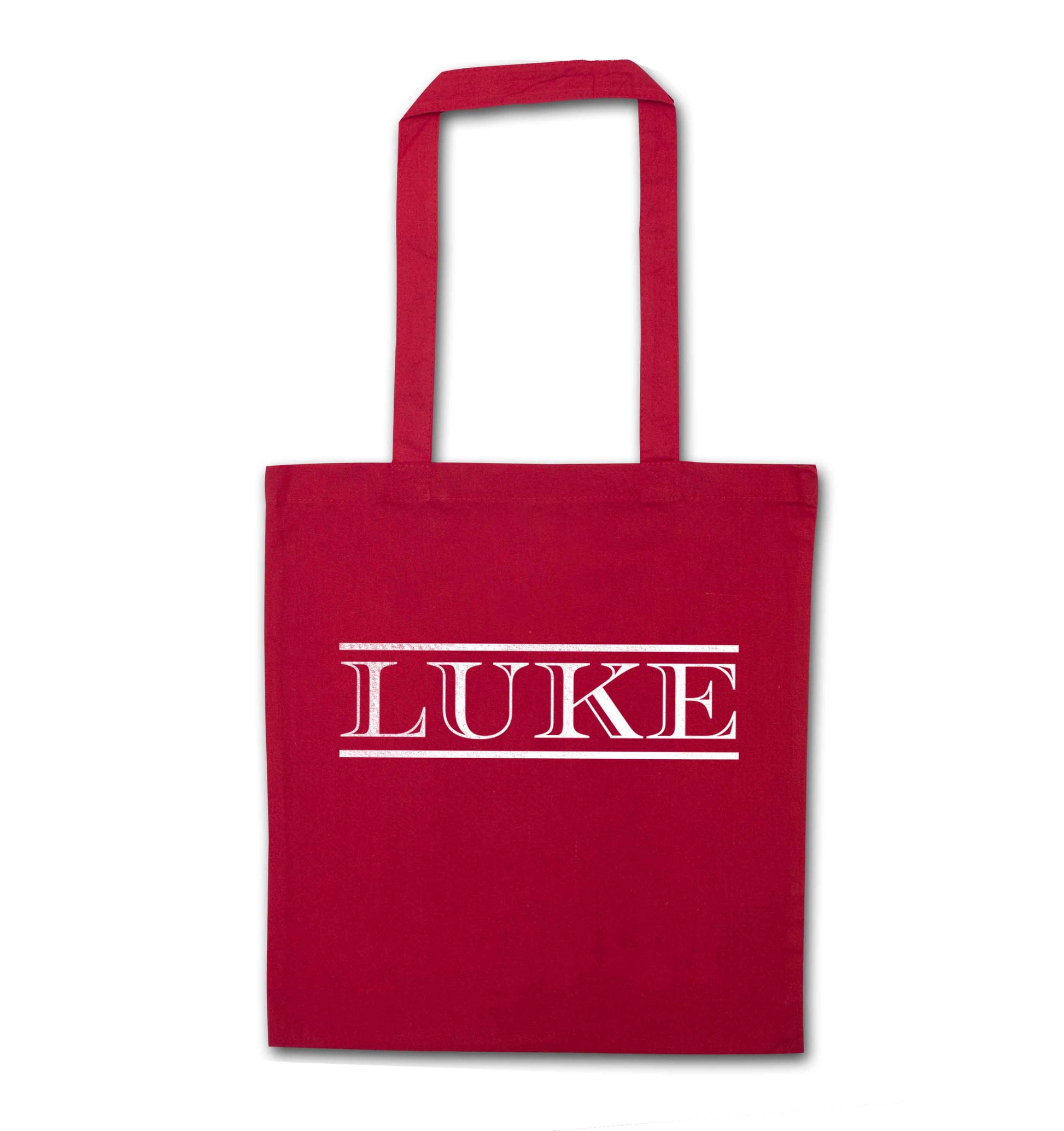 Personalised name red tote bag