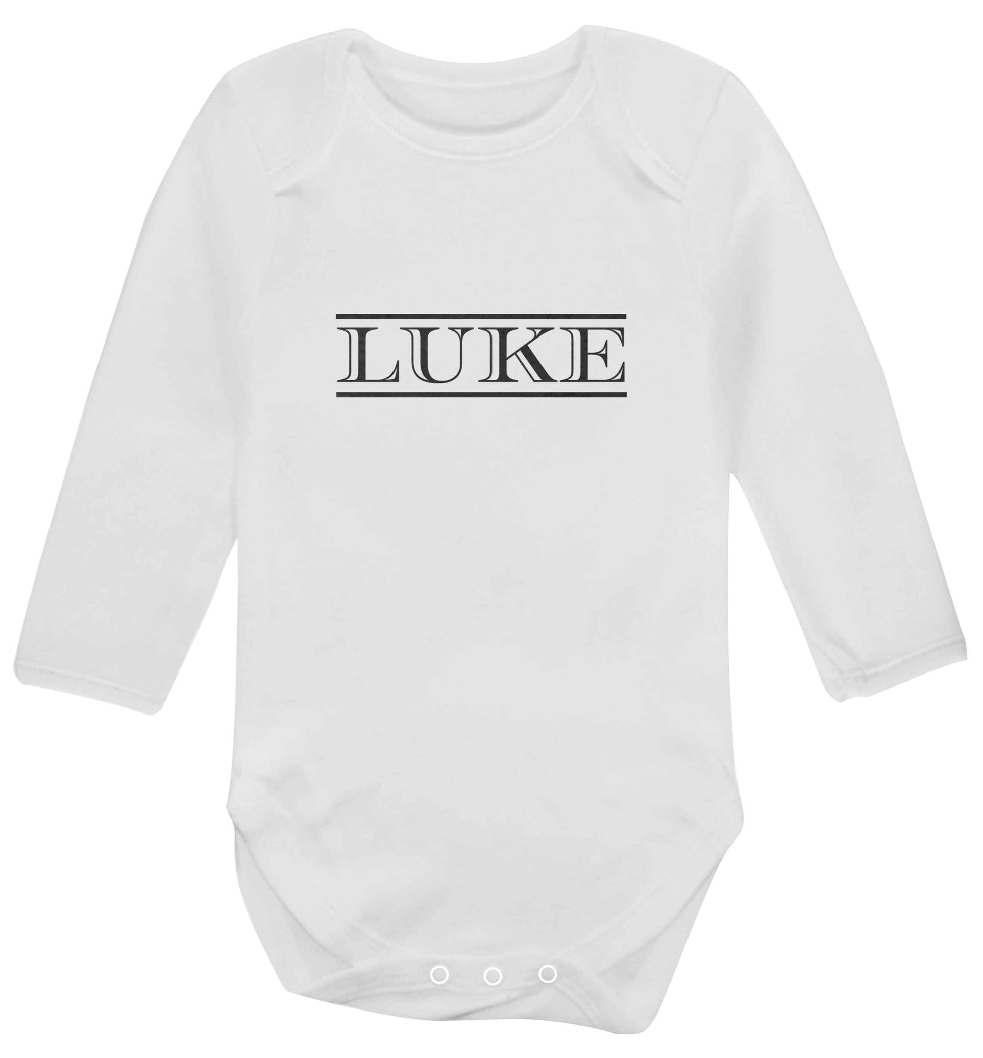 Personalised name baby vest long sleeved white 6-12 months