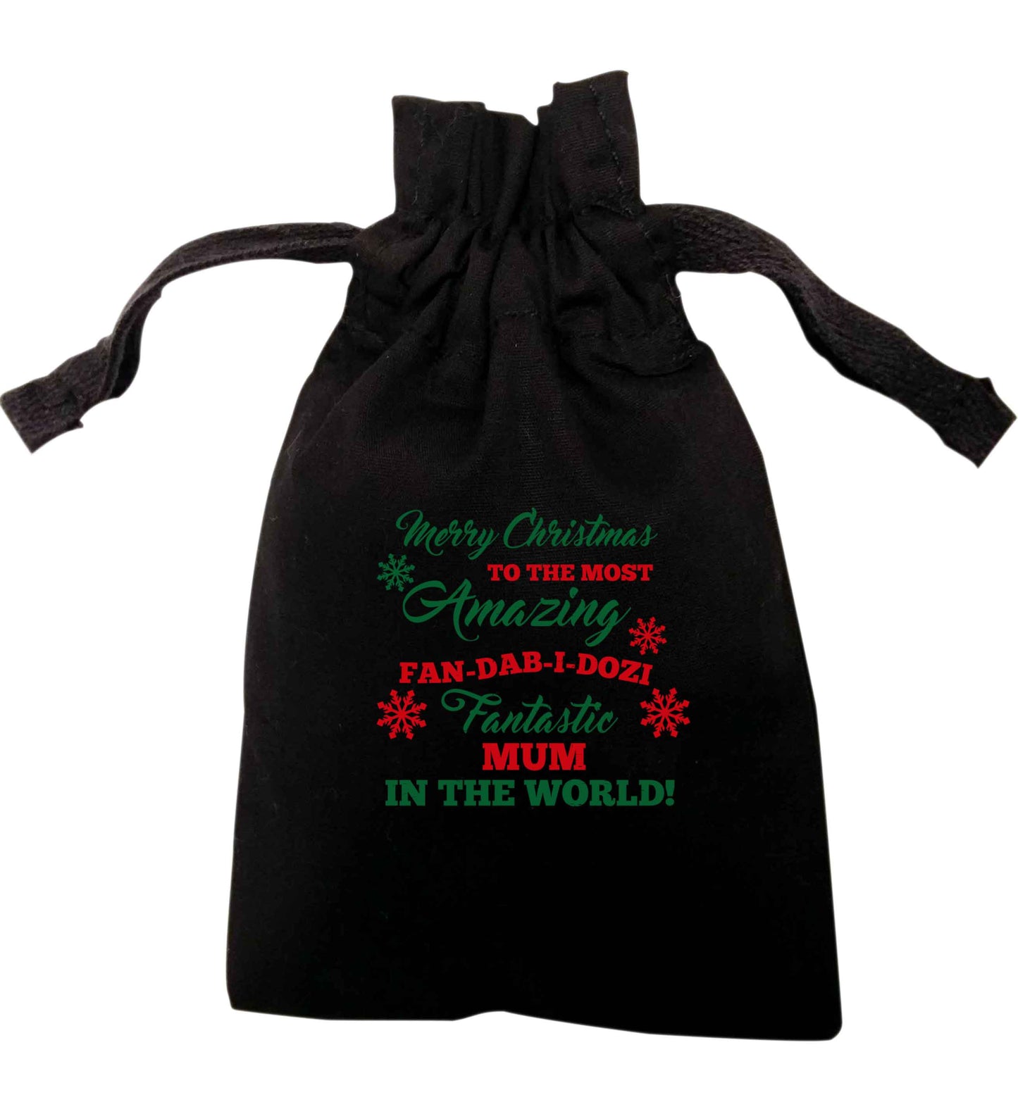 Merry Christmas to the most amazing fan-dab-i-dozi fantasic mum in the world | XS - L | Pouch / Drawstring bag / Sack | Organic Cotton | Bulk discounts available!