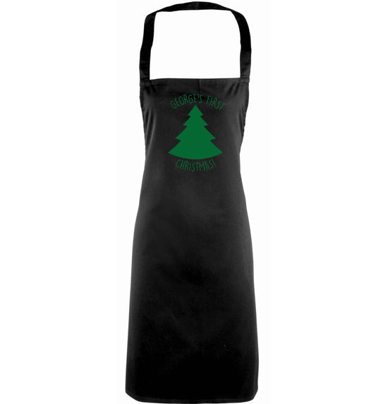 Personalised it's my first Christmas - tree adults black apron