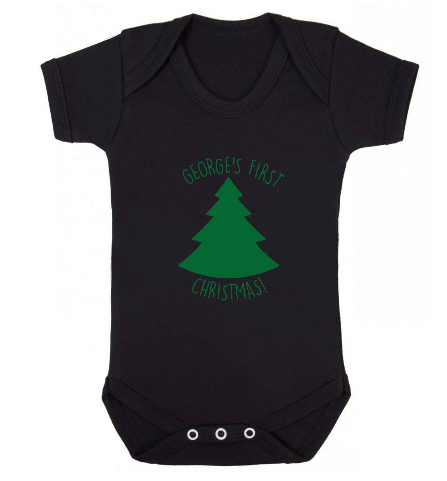 Personalised it's my first Christmas - tree baby vest black 18-24 months