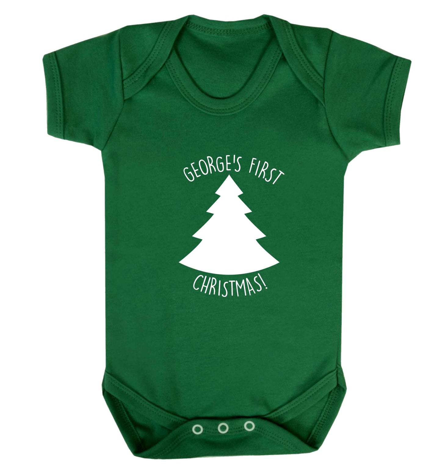 Personalised it's my first Christmas - tree baby vest green 18-24 months