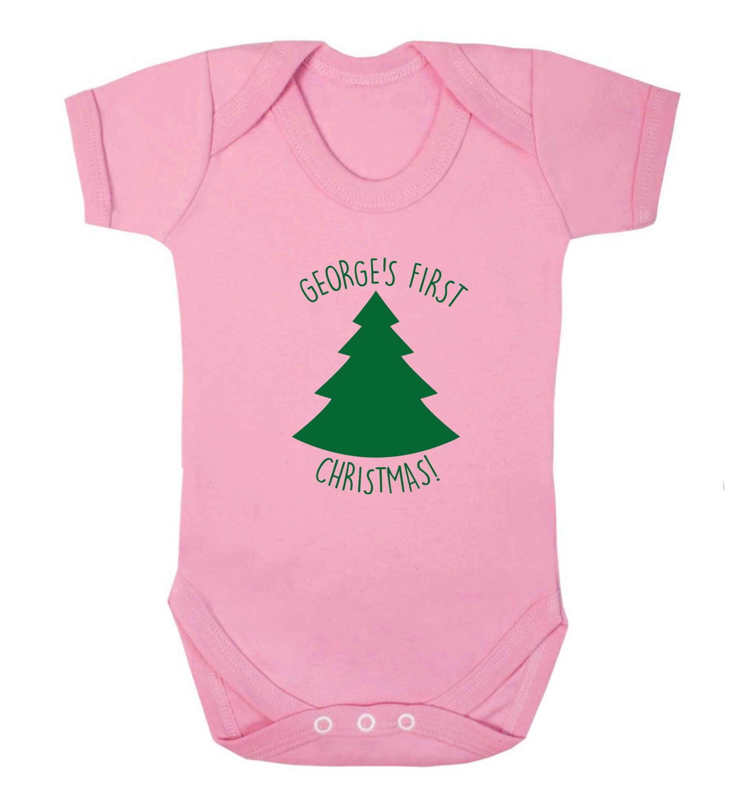 Personalised it's my first Christmas - tree baby vest pale pink 18-24 months