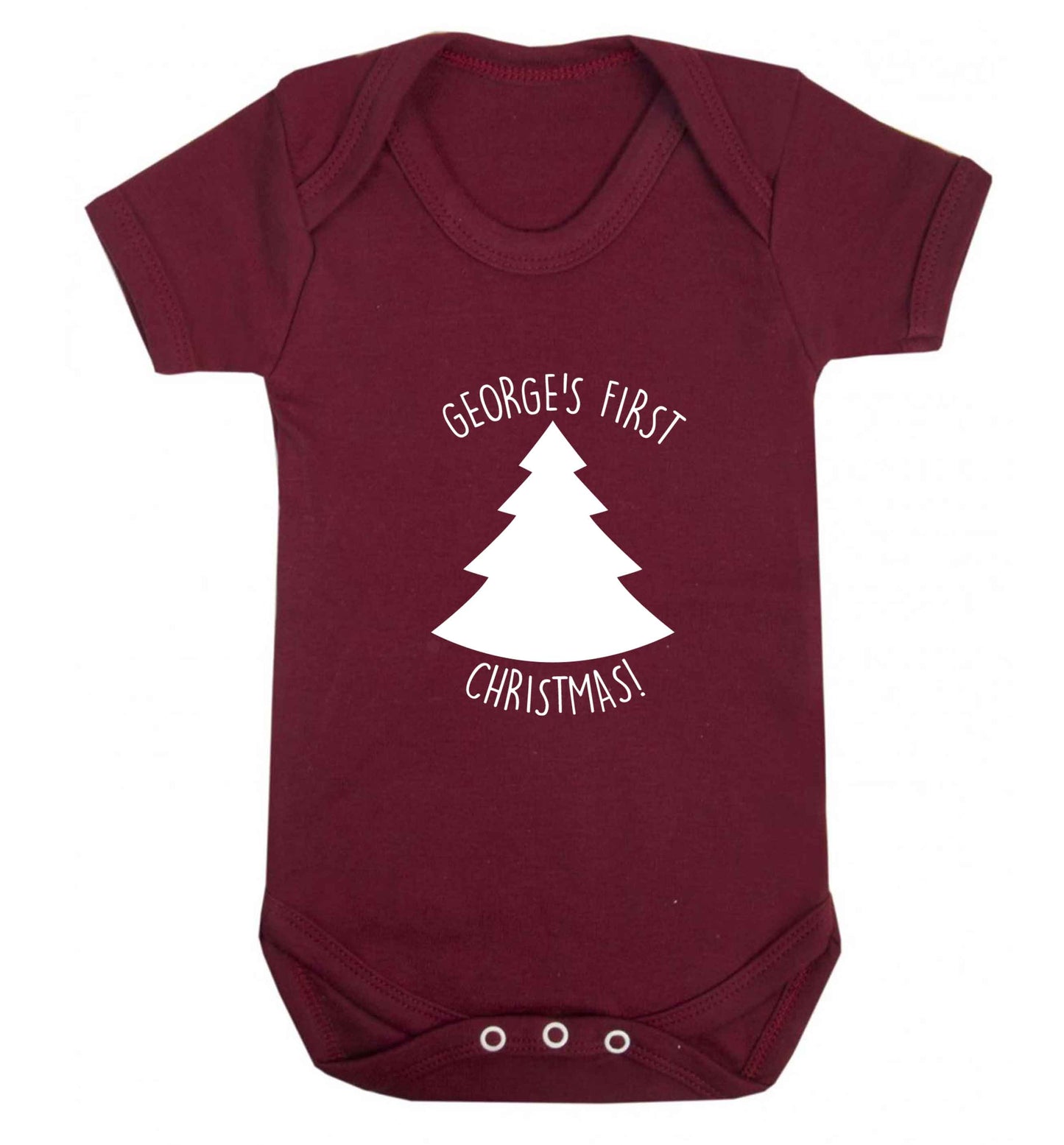 Personalised it's my first Christmas - tree baby vest maroon 18-24 months