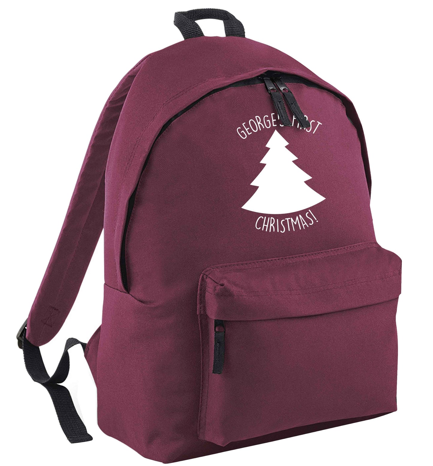 Personalised it's my first Christmas - tree maroon adults backpack