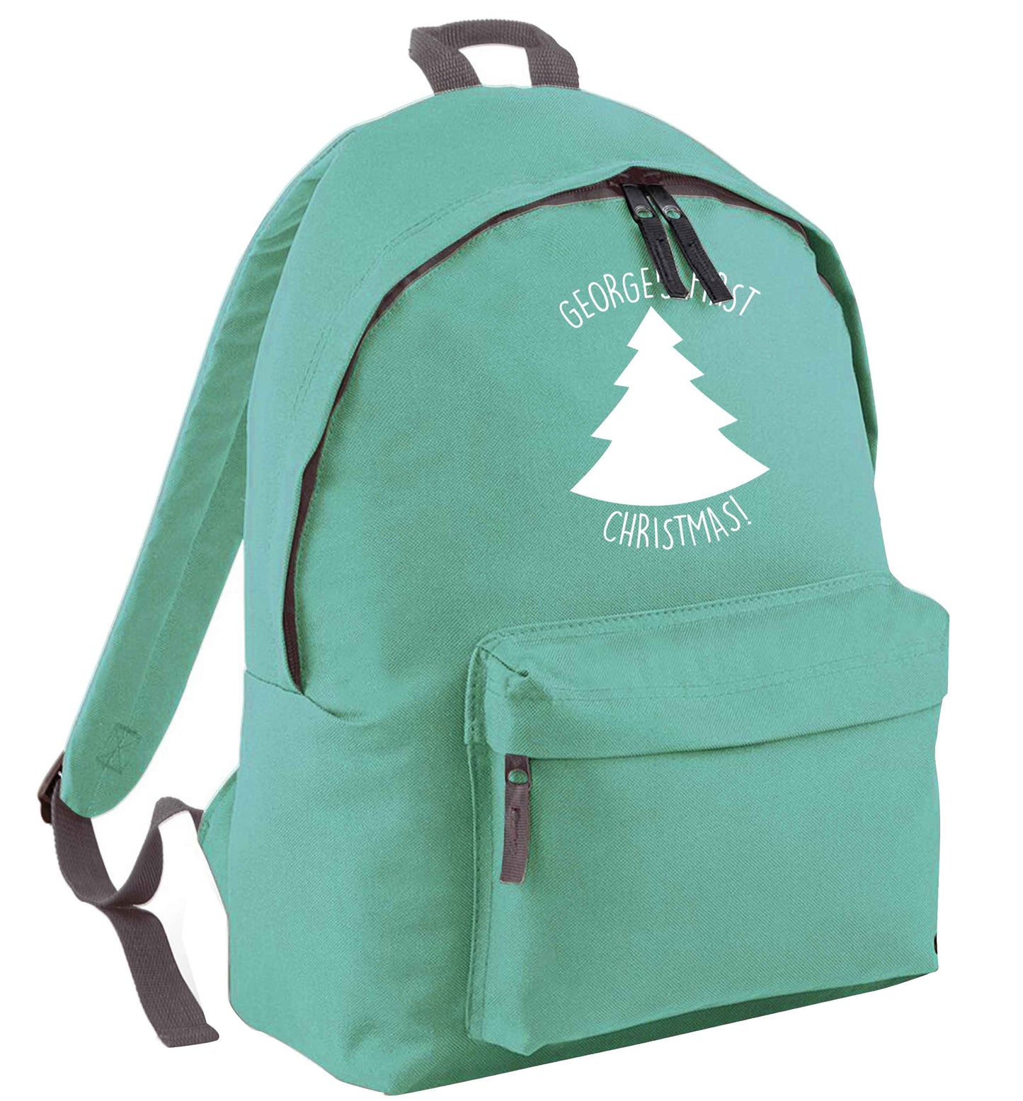 Personalised it's my first Christmas - tree mint adults backpack