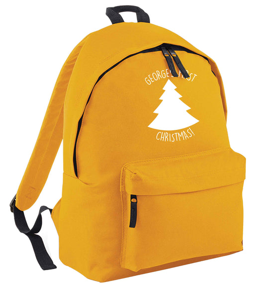 Personalised it's my first Christmas - tree mustard adults backpack