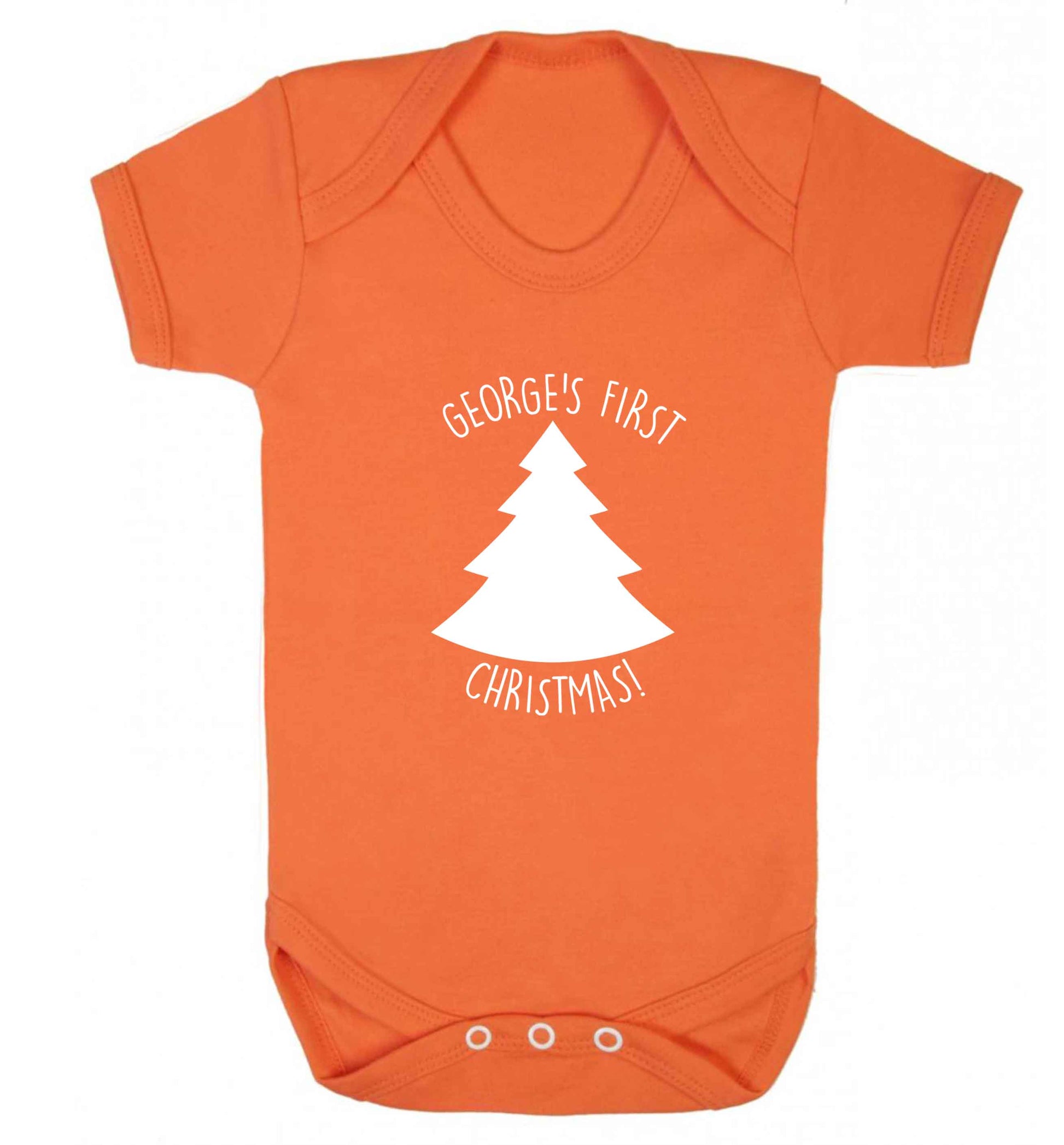 Personalised it's my first Christmas - tree baby vest orange 18-24 months