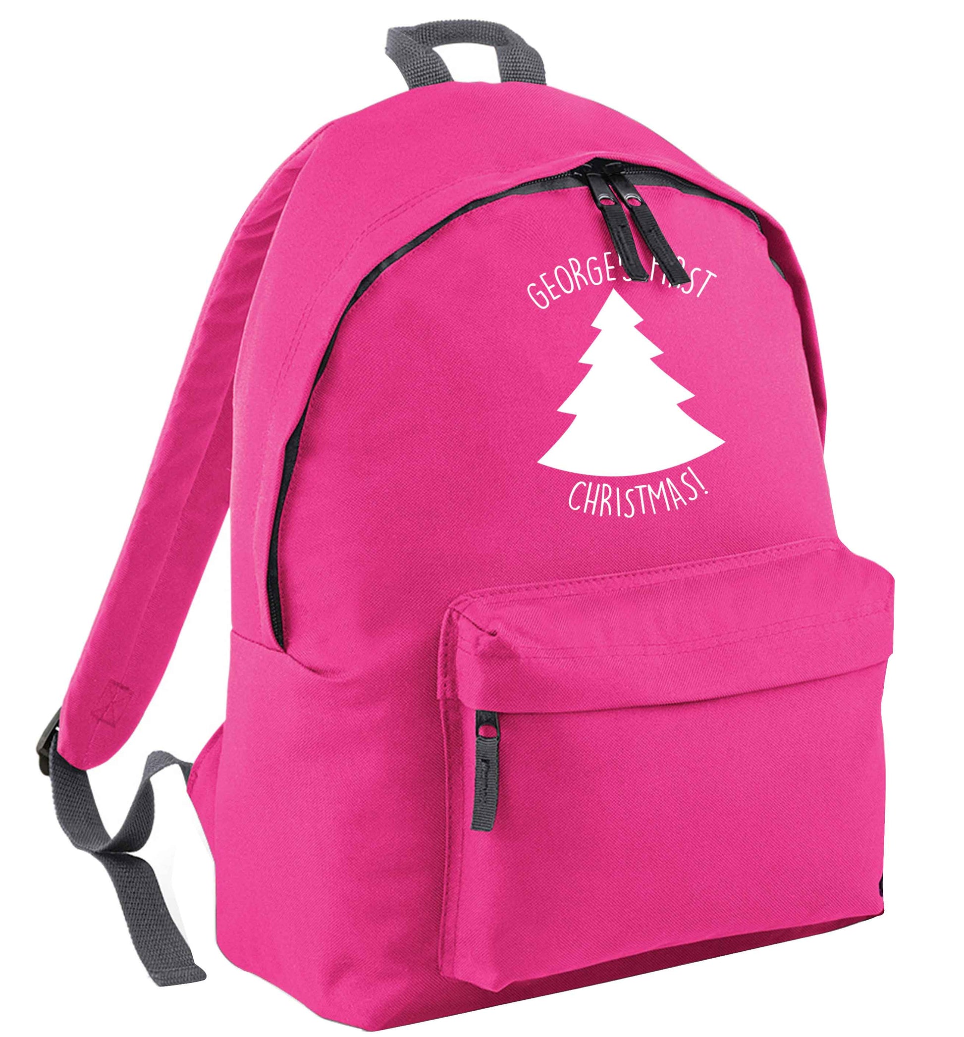 Personalised it's my first Christmas - tree pink adults backpack