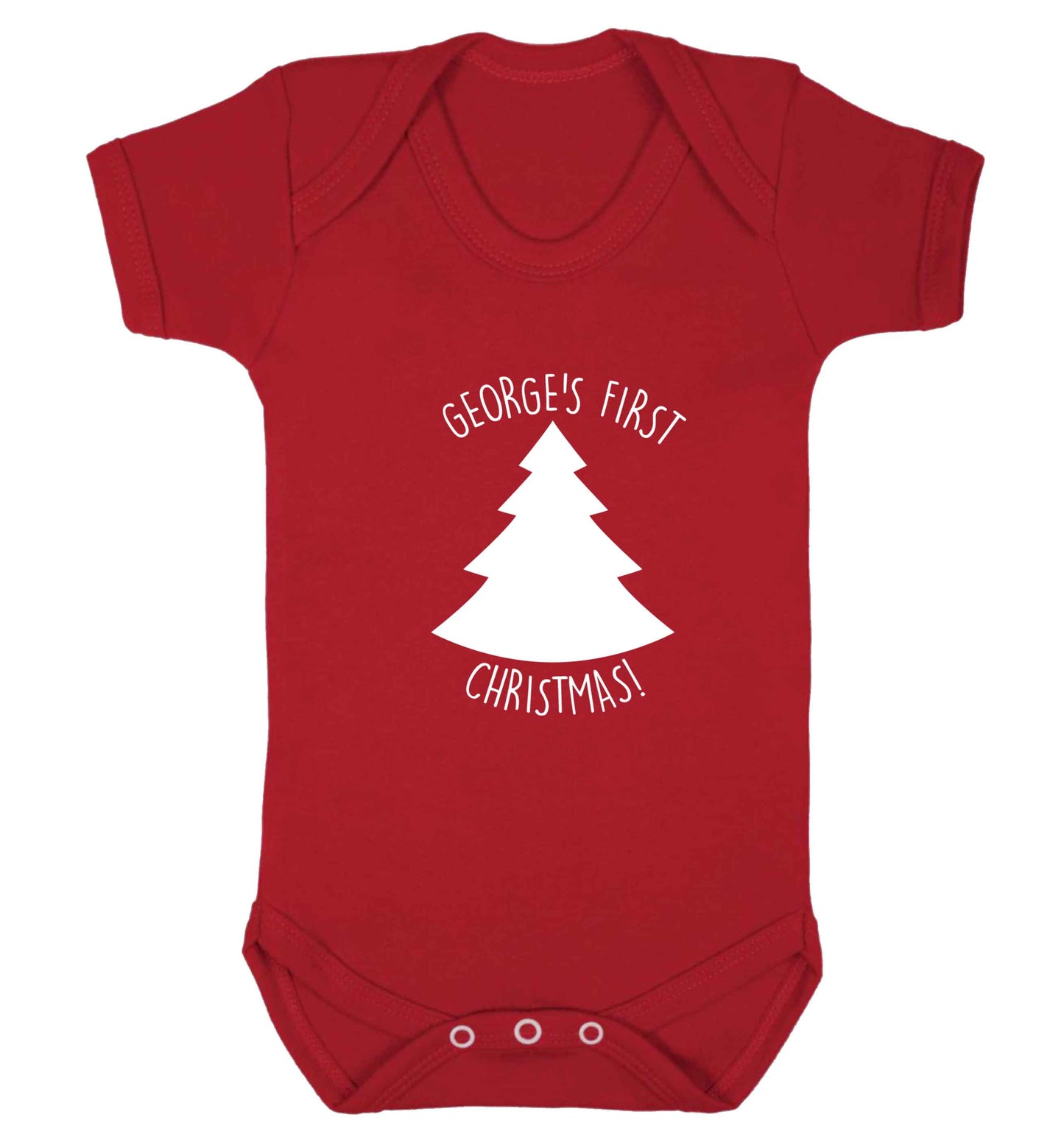 Personalised it's my first Christmas - tree baby vest red 18-24 months
