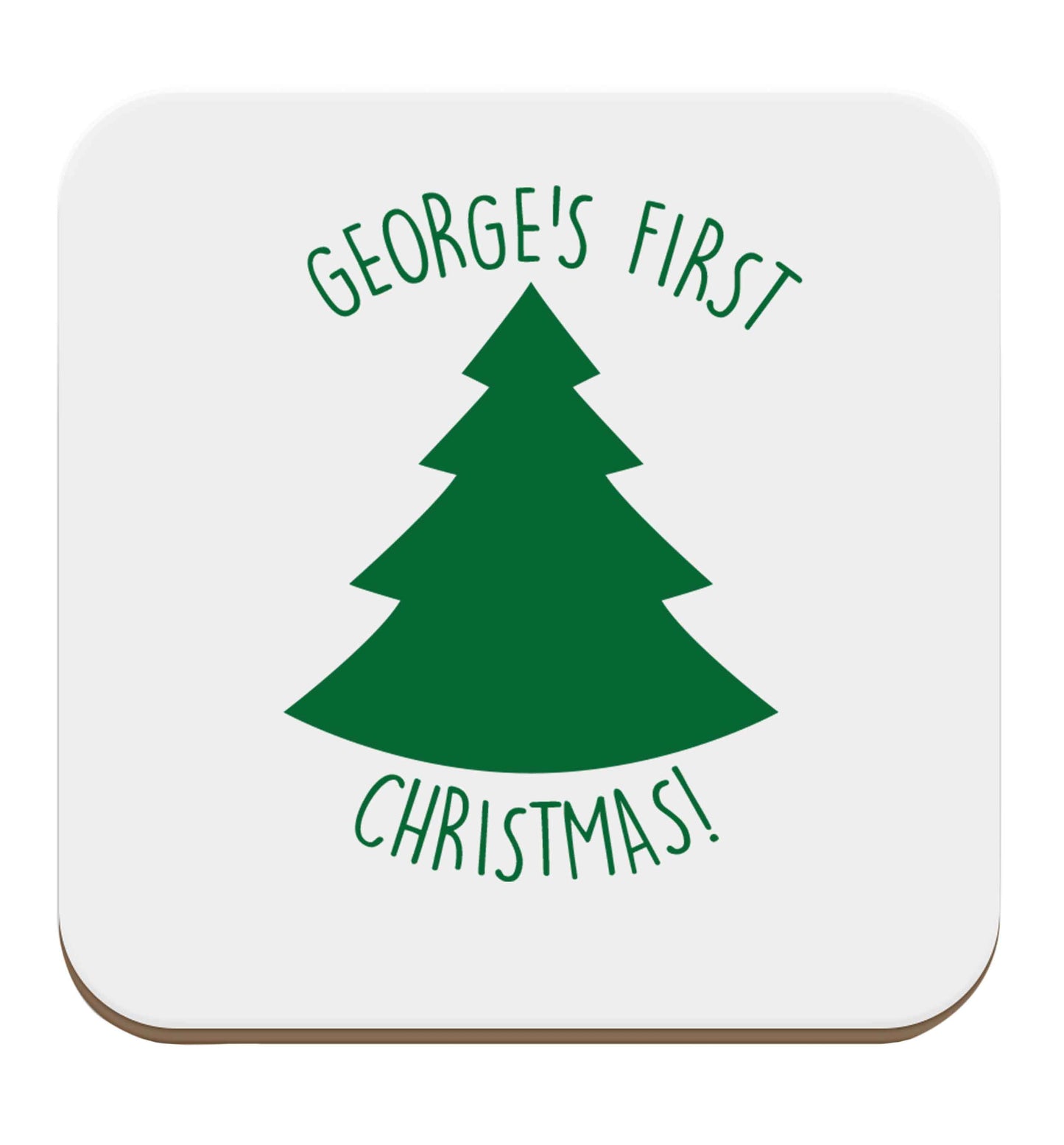 Personalised it's my first Christmas - tree set of four coasters