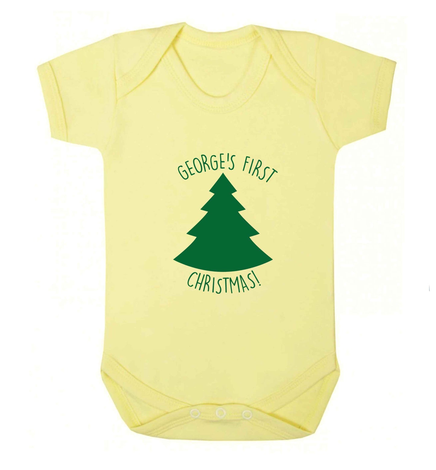 Personalised it's my first Christmas - tree baby vest pale yellow 18-24 months