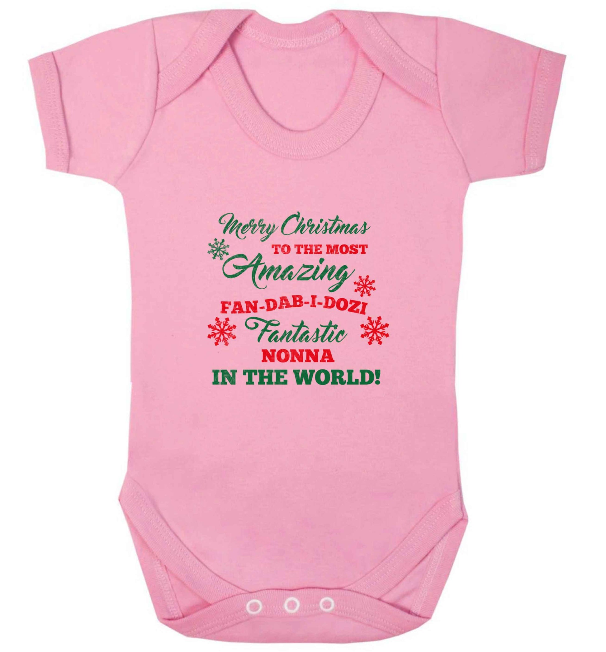 Merry Christmas to the most amazing fan-dab-i-dozi fantasic Nonna in the world baby vest pale pink 18-24 months