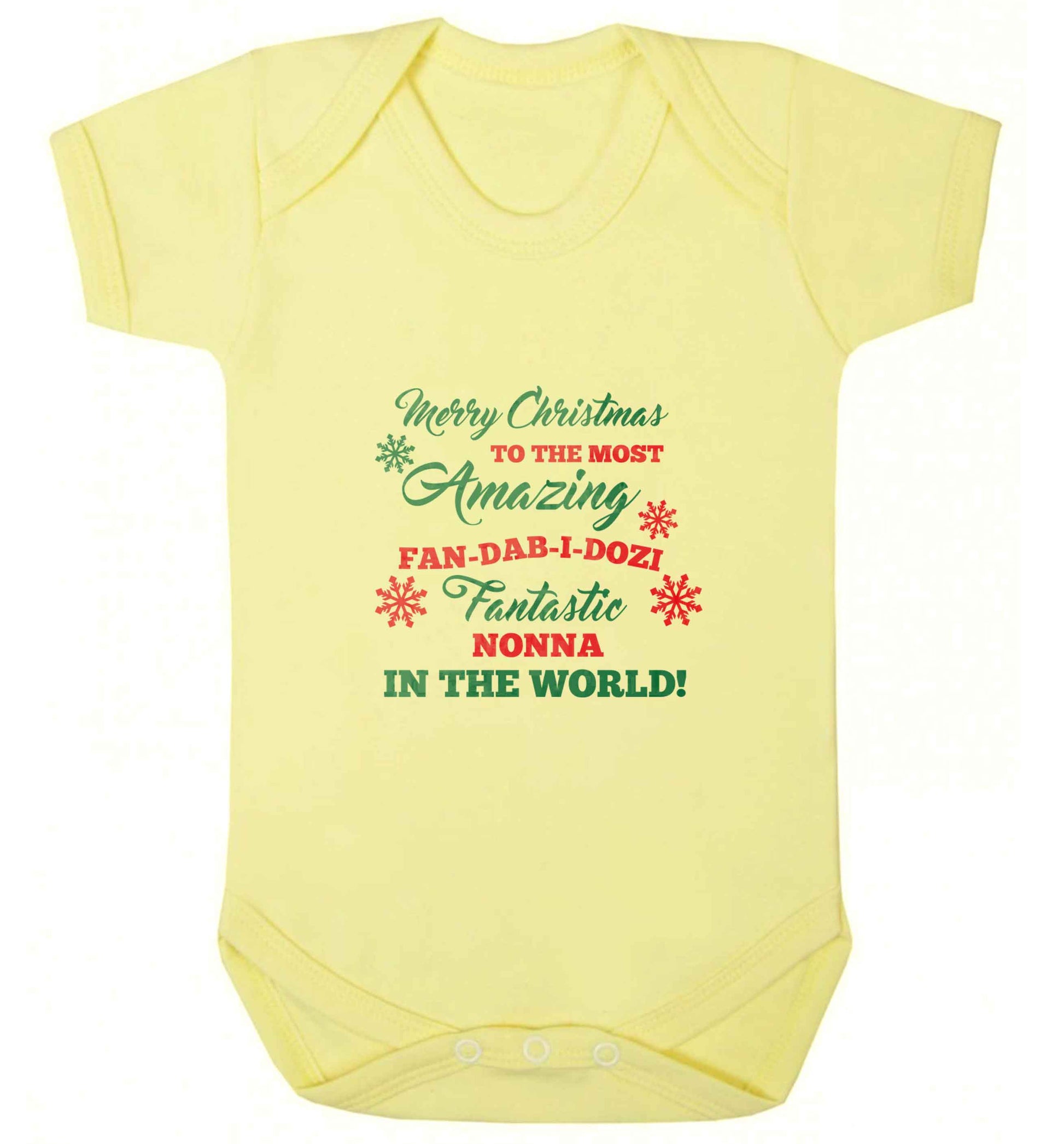 Merry Christmas to the most amazing fan-dab-i-dozi fantasic Nonna in the world baby vest pale yellow 18-24 months
