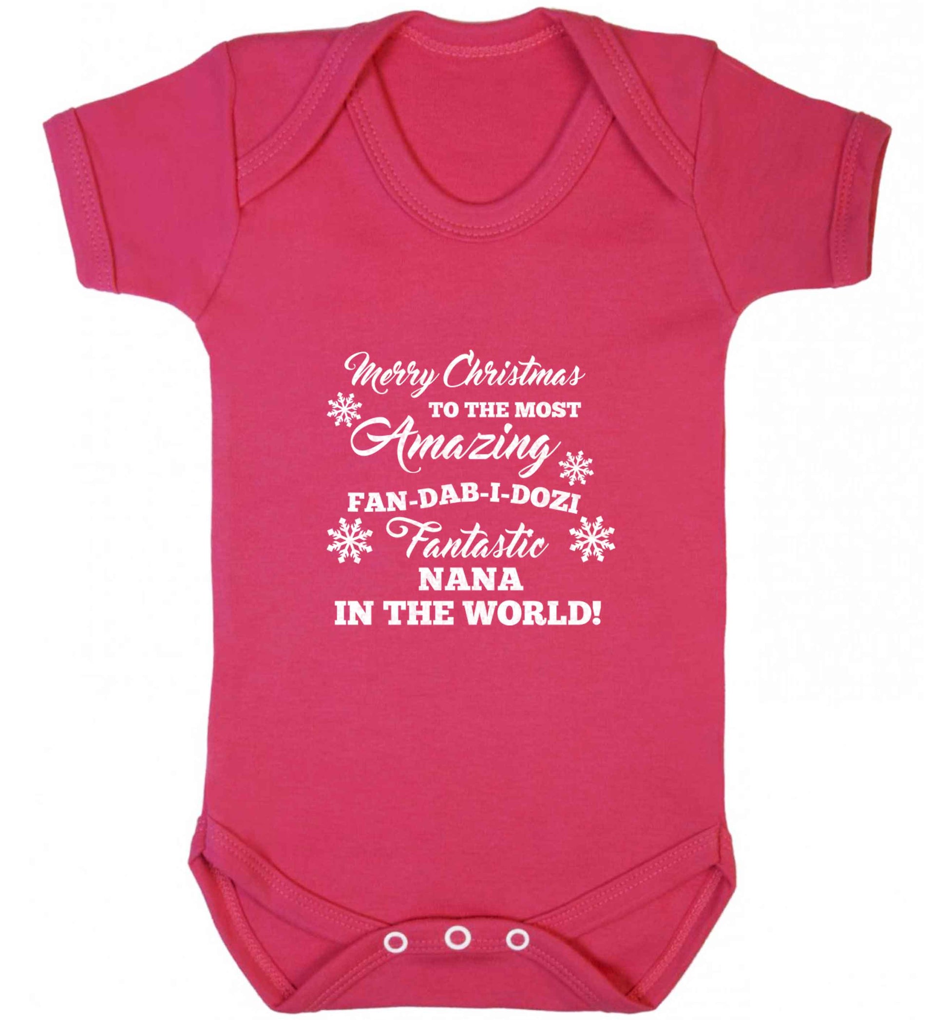 Merry Christmas to the most amazing fan-dab-i-dozi fantasic Nana in the world baby vest dark pink 18-24 months