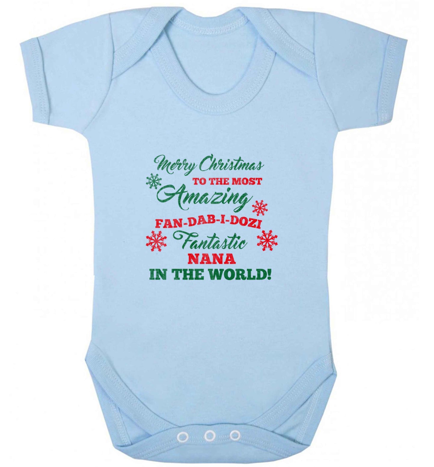 Merry Christmas to the most amazing fan-dab-i-dozi fantasic Nana in the world baby vest pale blue 18-24 months