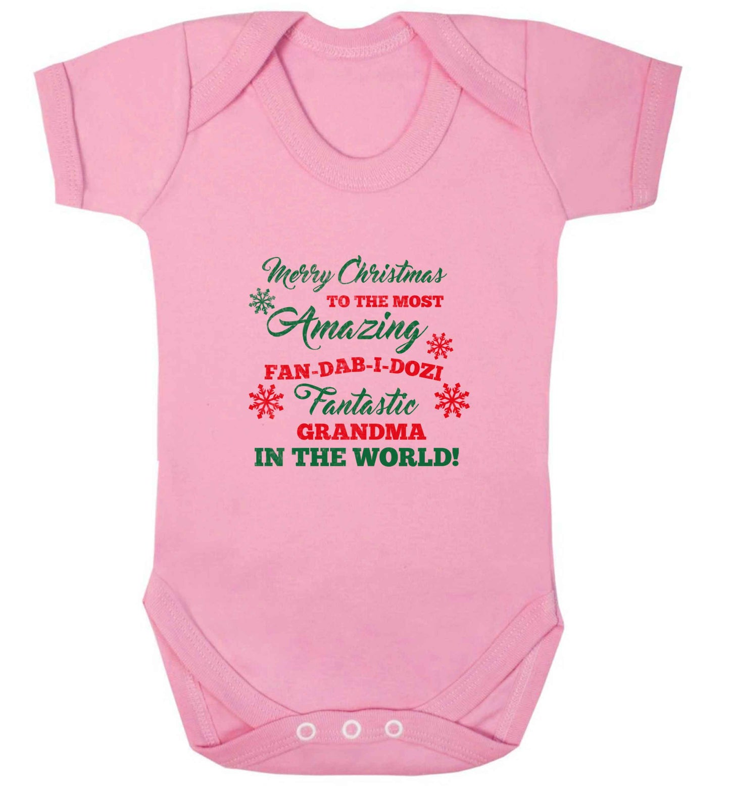 Merry Christmas to the most amazing fan-dab-i-dozi fantasic Grandma in the world baby vest pale pink 18-24 months