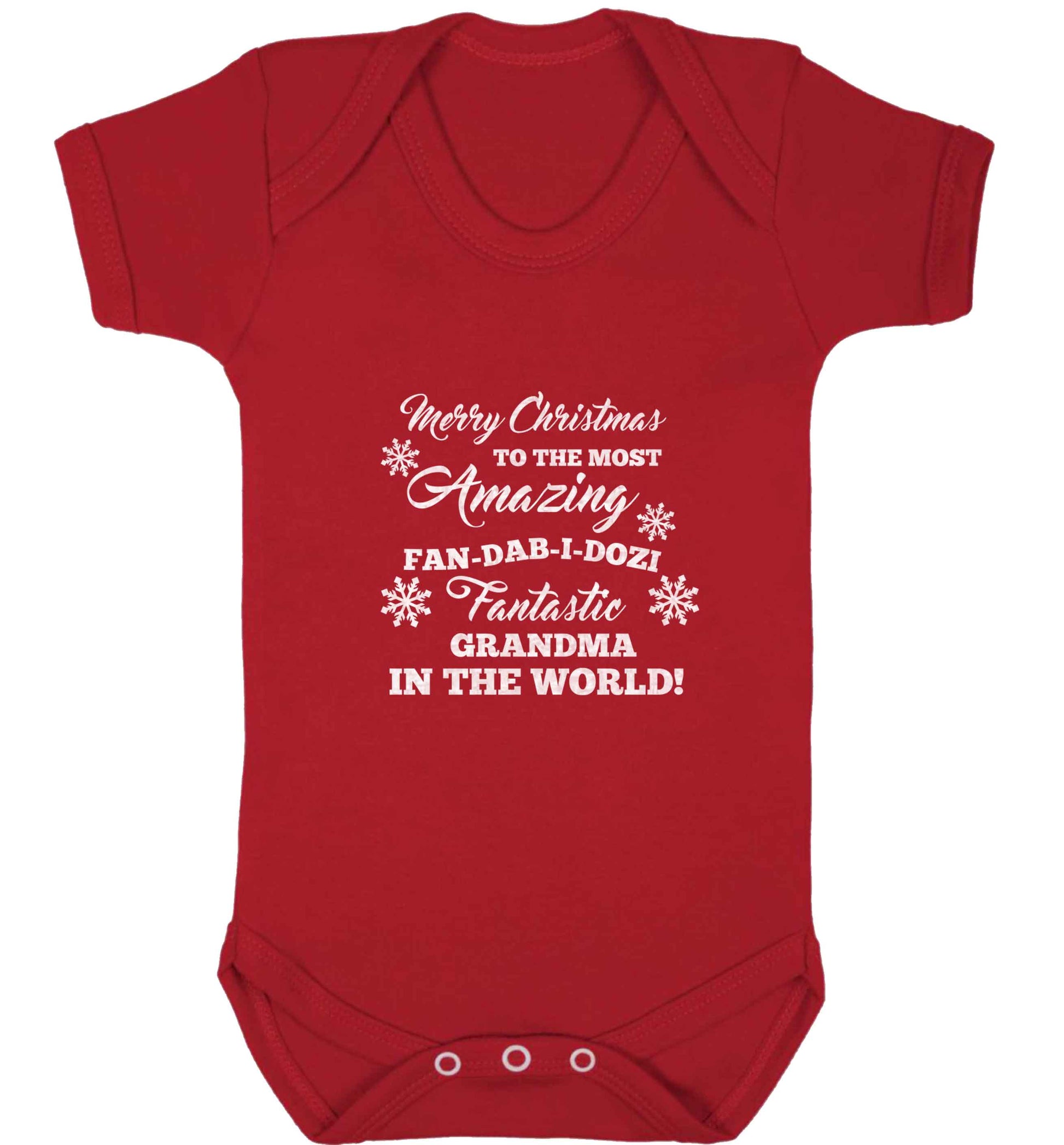 Merry Christmas to the most amazing fan-dab-i-dozi fantasic Grandma in the world baby vest red 18-24 months