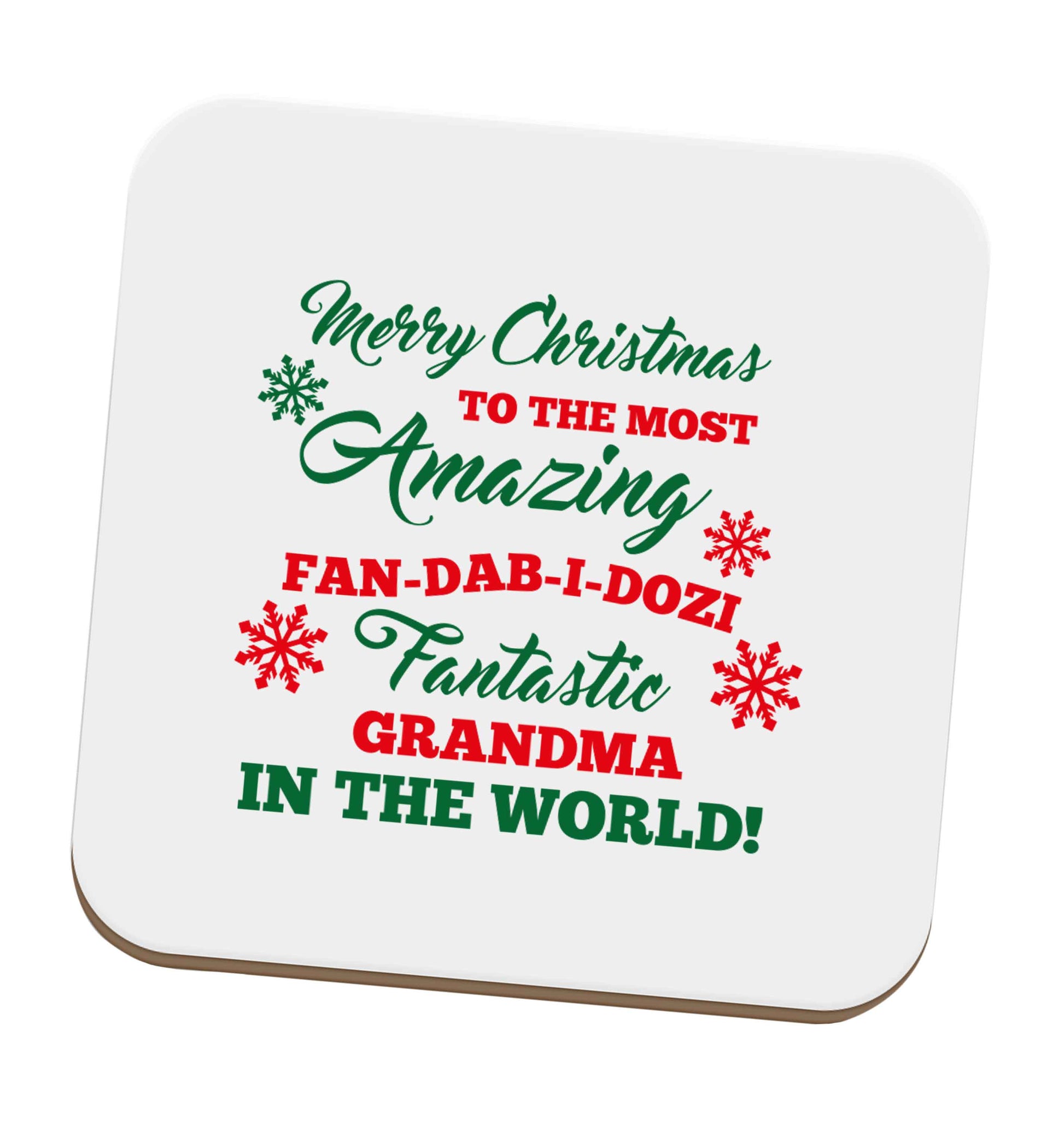 Merry Christmas to the most amazing fan-dab-i-dozi fantasic Grandma in the world set of four coasters
