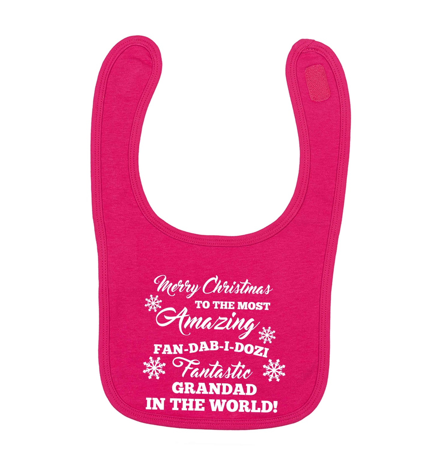Merry Christmas to the most amazing fan-dab-i-dozi fantasic Grandad in the world dark pink baby bib