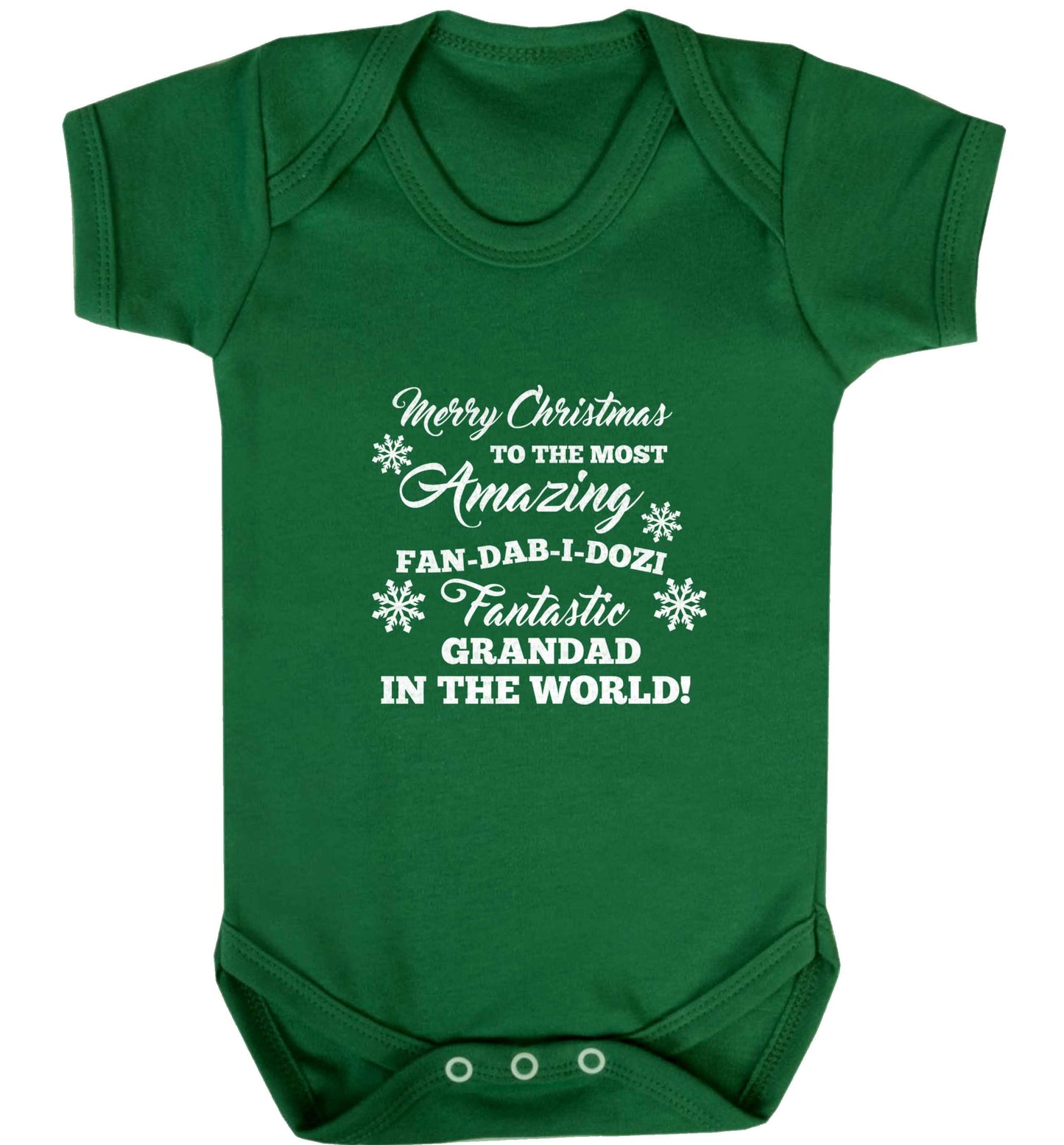 Merry Christmas to the most amazing fan-dab-i-dozi fantasic Grandad in the world baby vest green 18-24 months