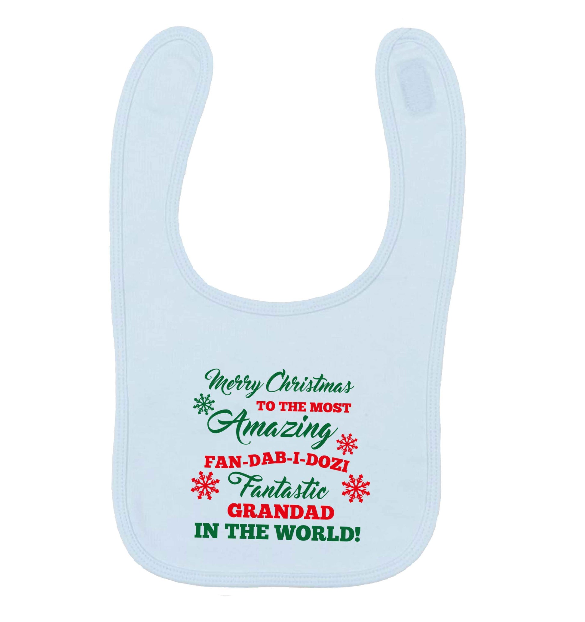 Merry Christmas to the most amazing fan-dab-i-dozi fantasic Grandad in the world pale blue baby bib