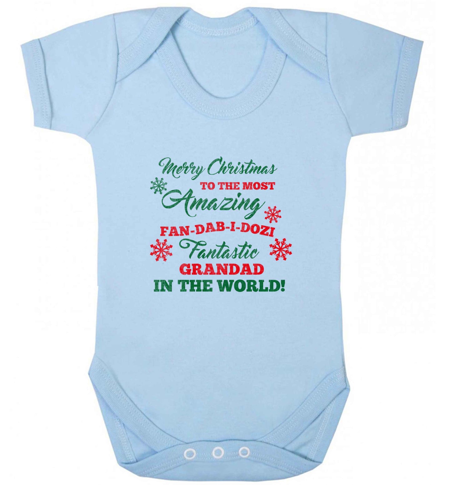 Merry Christmas to the most amazing fan-dab-i-dozi fantasic Grandad in the world baby vest pale blue 18-24 months