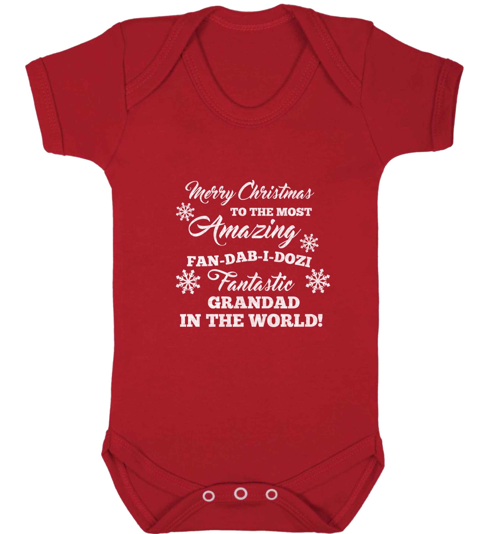Merry Christmas to the most amazing fan-dab-i-dozi fantasic Grandad in the world baby vest red 18-24 months