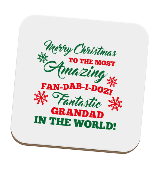 Merry Christmas to the most amazing fan-dab-i-dozi fantasic Grandad in the world set of four coasters