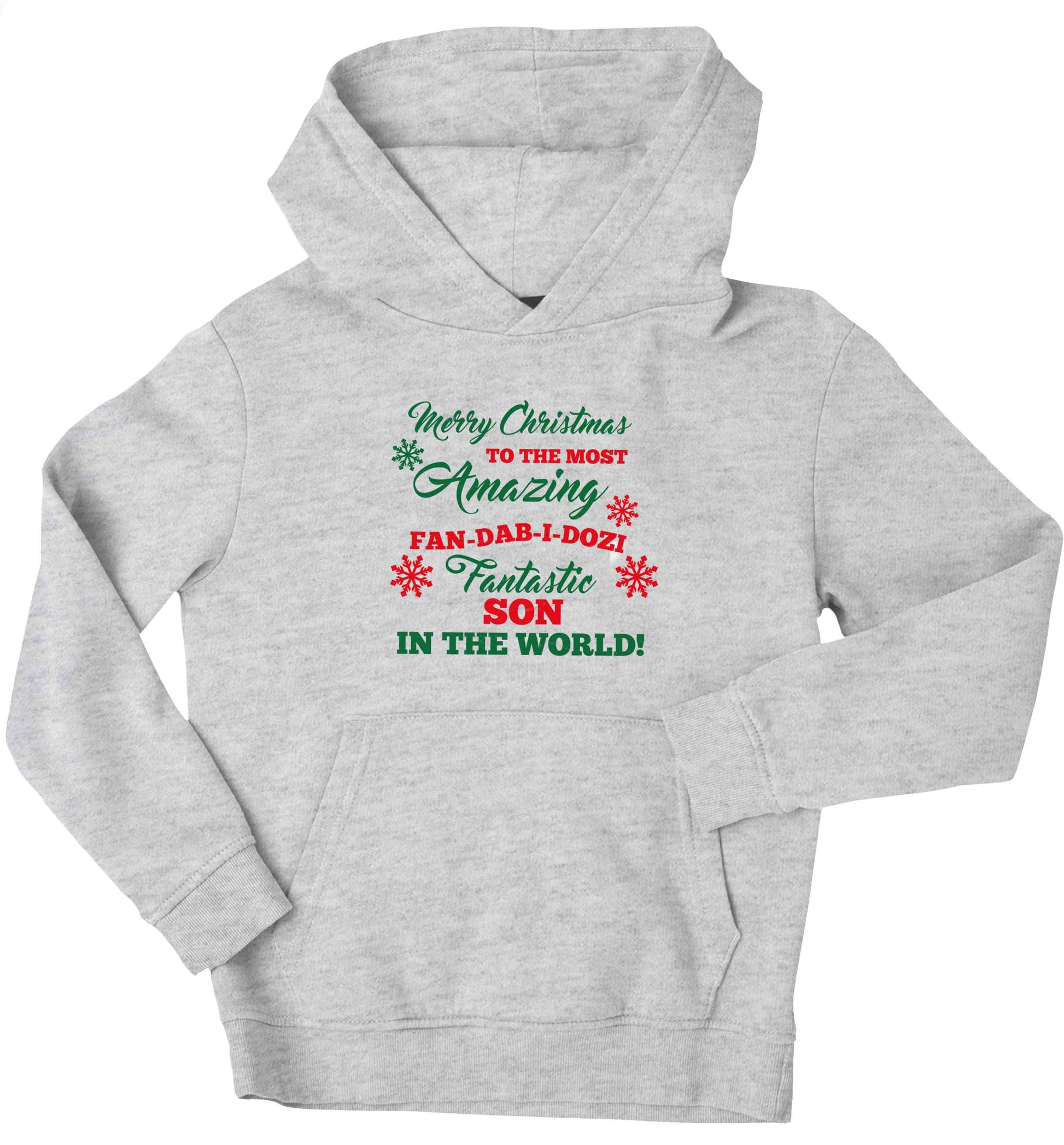 Merry Christmas to the most amazing fan-dab-i-dozi fantasic Son in the world children's grey hoodie 12-13 Years