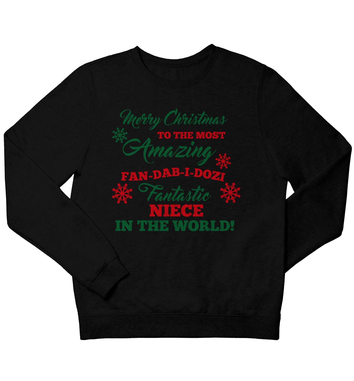 Merry Christmas to the most amazing fan-dab-i-dozi fantasic Niece in the world children's black sweater 12-13 Years