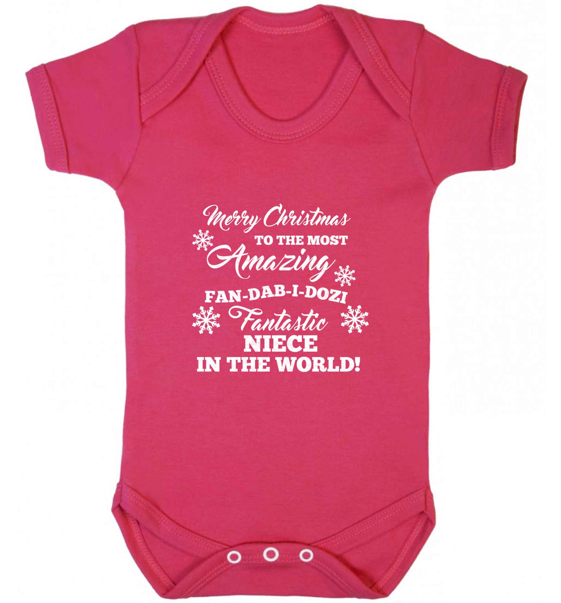 Merry Christmas to the most amazing fan-dab-i-dozi fantasic Niece in the world baby vest dark pink 18-24 months
