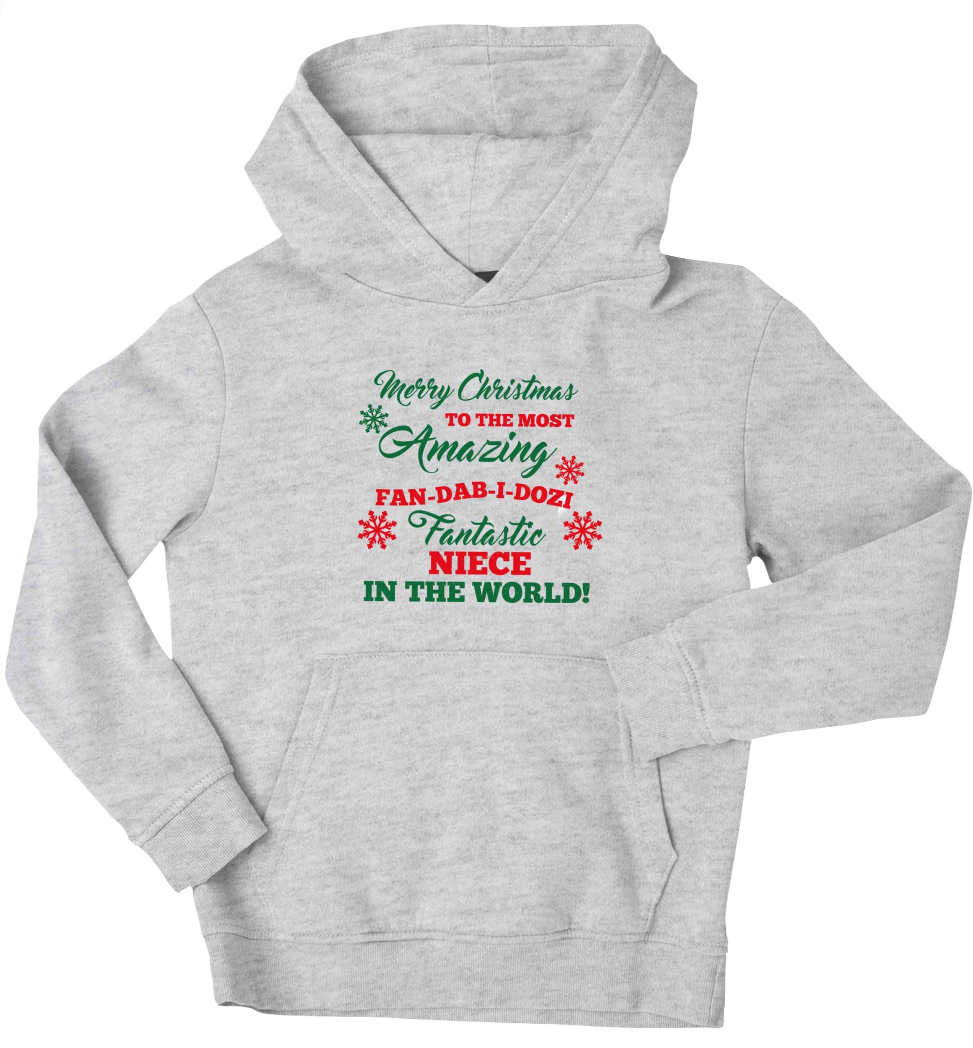 Merry Christmas to the most amazing fan-dab-i-dozi fantasic Niece in the world children's grey hoodie 12-13 Years