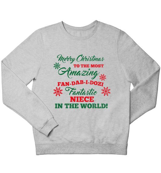 Merry Christmas to the most amazing fan-dab-i-dozi fantasic Niece in the world children's grey sweater 12-13 Years