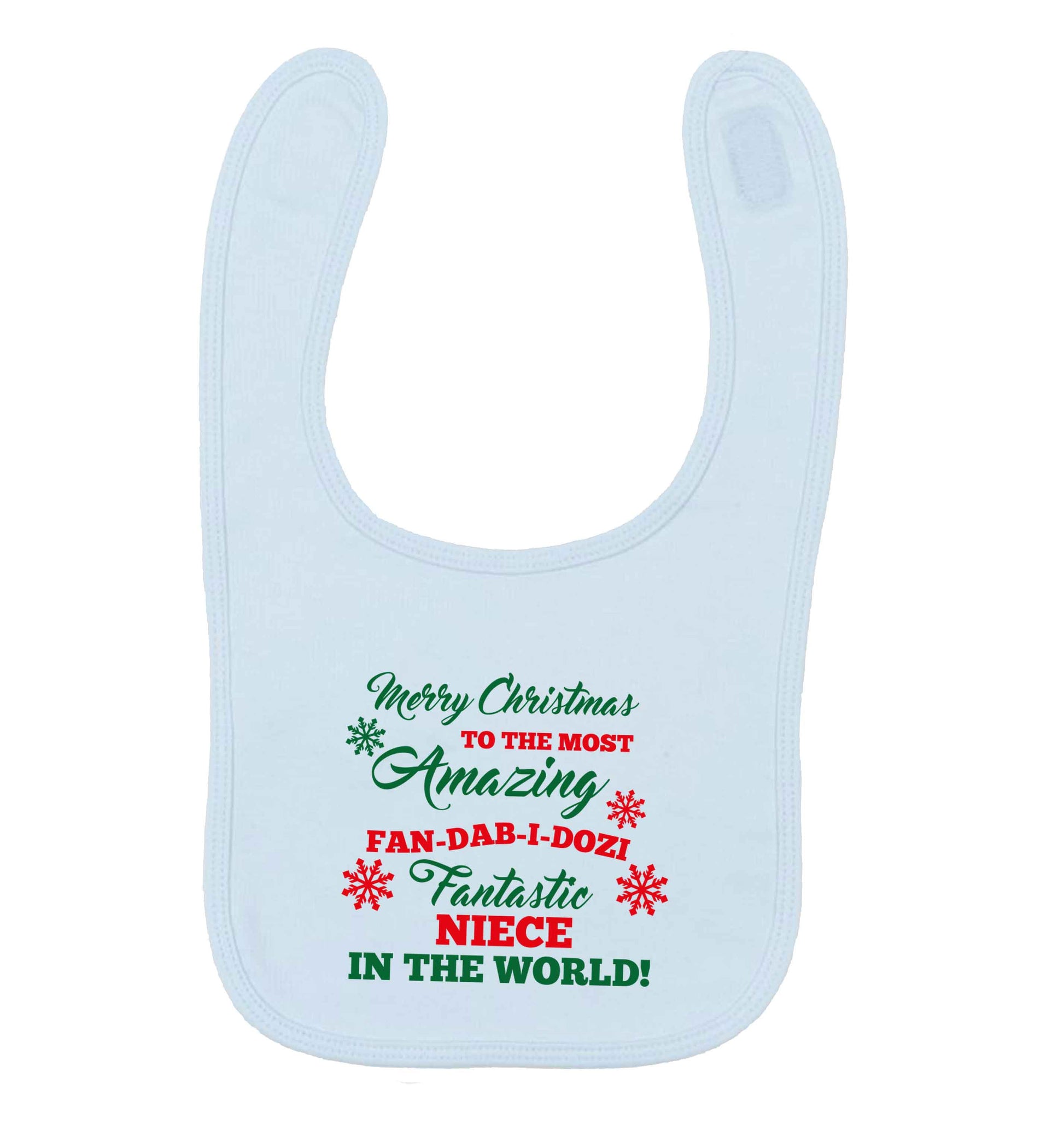 Merry Christmas to the most amazing fan-dab-i-dozi fantasic Niece in the world pale blue baby bib